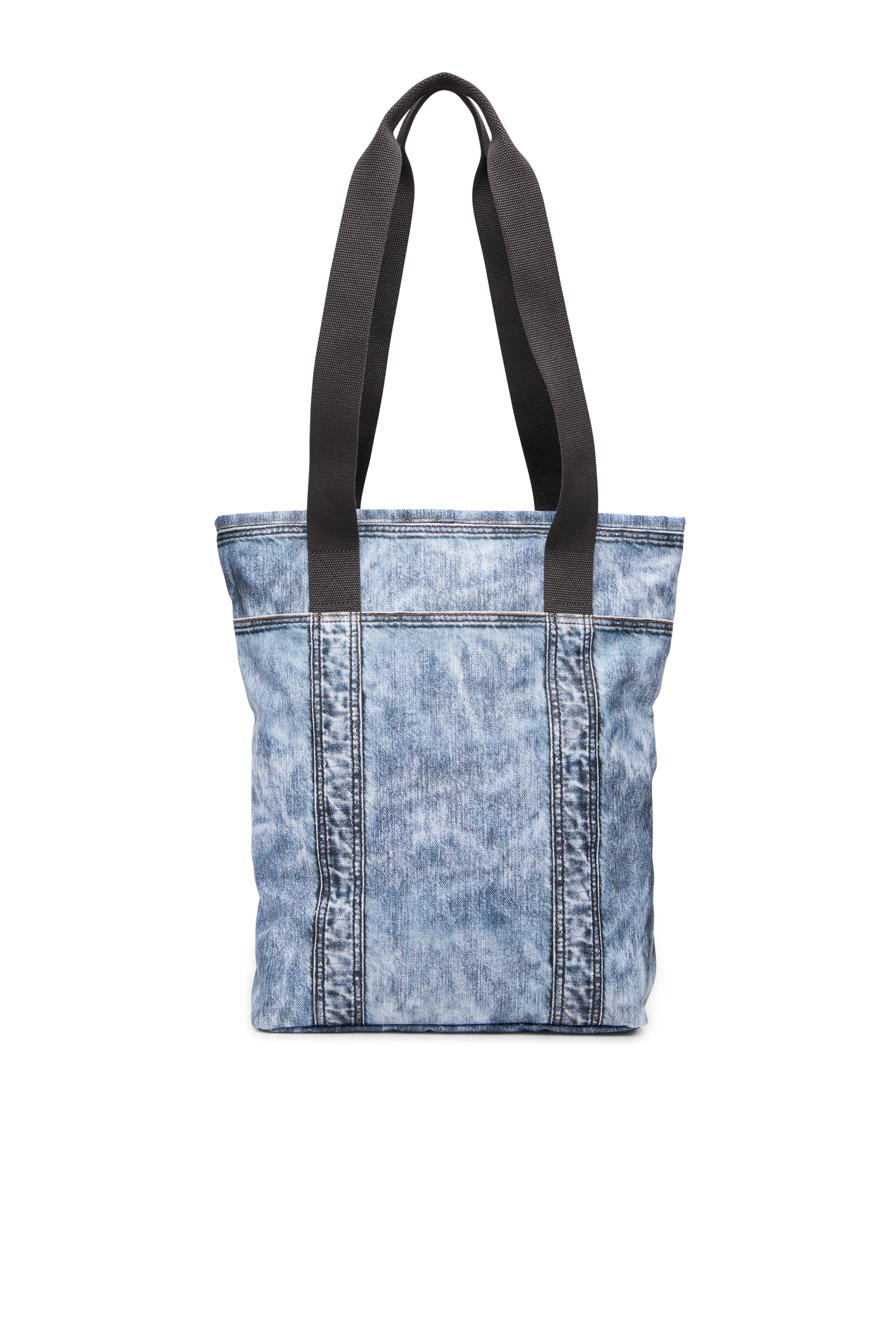 Diesel - DIESEL TOTE, Unisex's Tote bag in trompe l'oeil denim in ブルー - 3