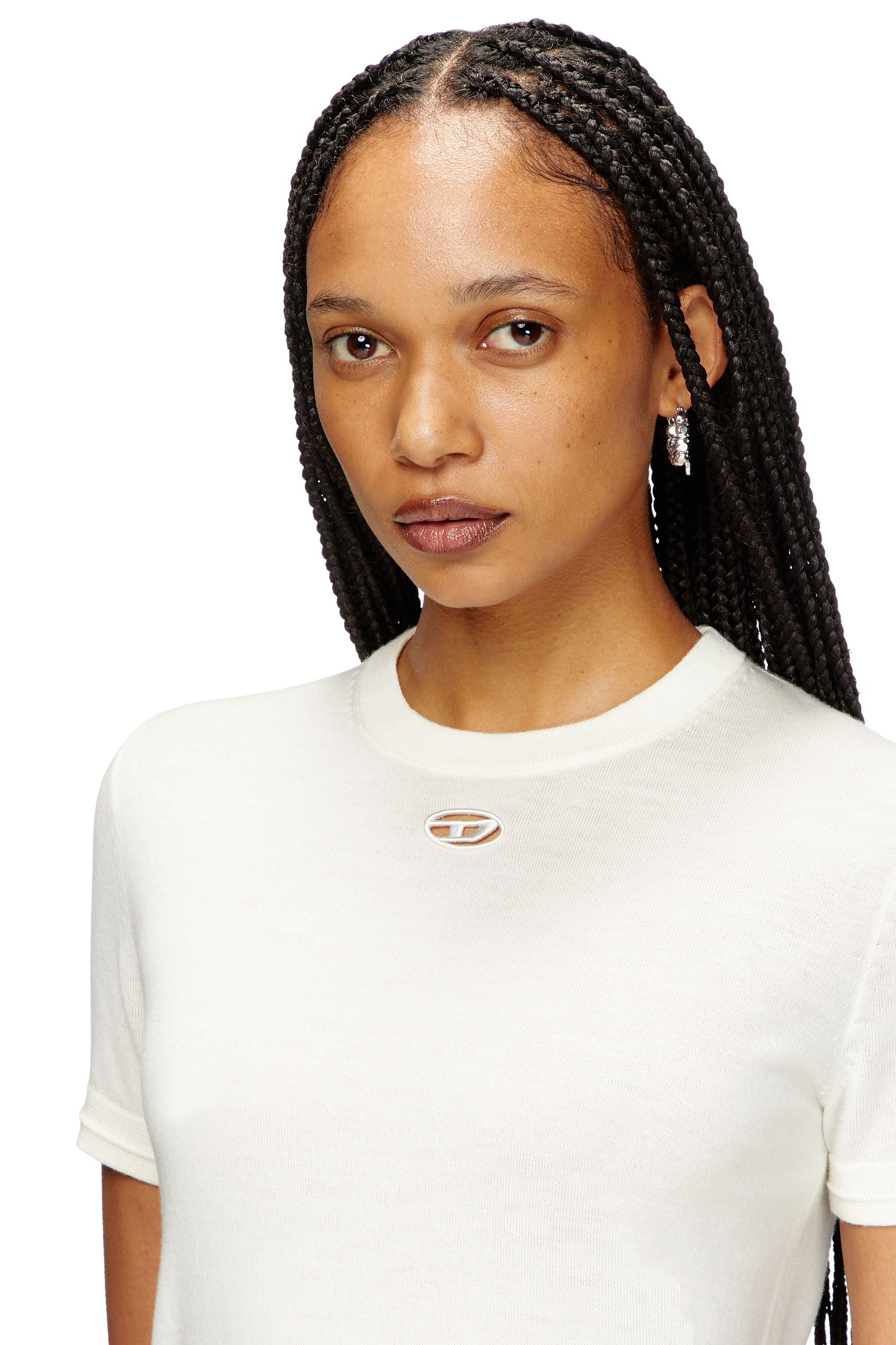Diesel - M-ALINE, Female's Short-sleeve jumper in wool in ホワイト - 5