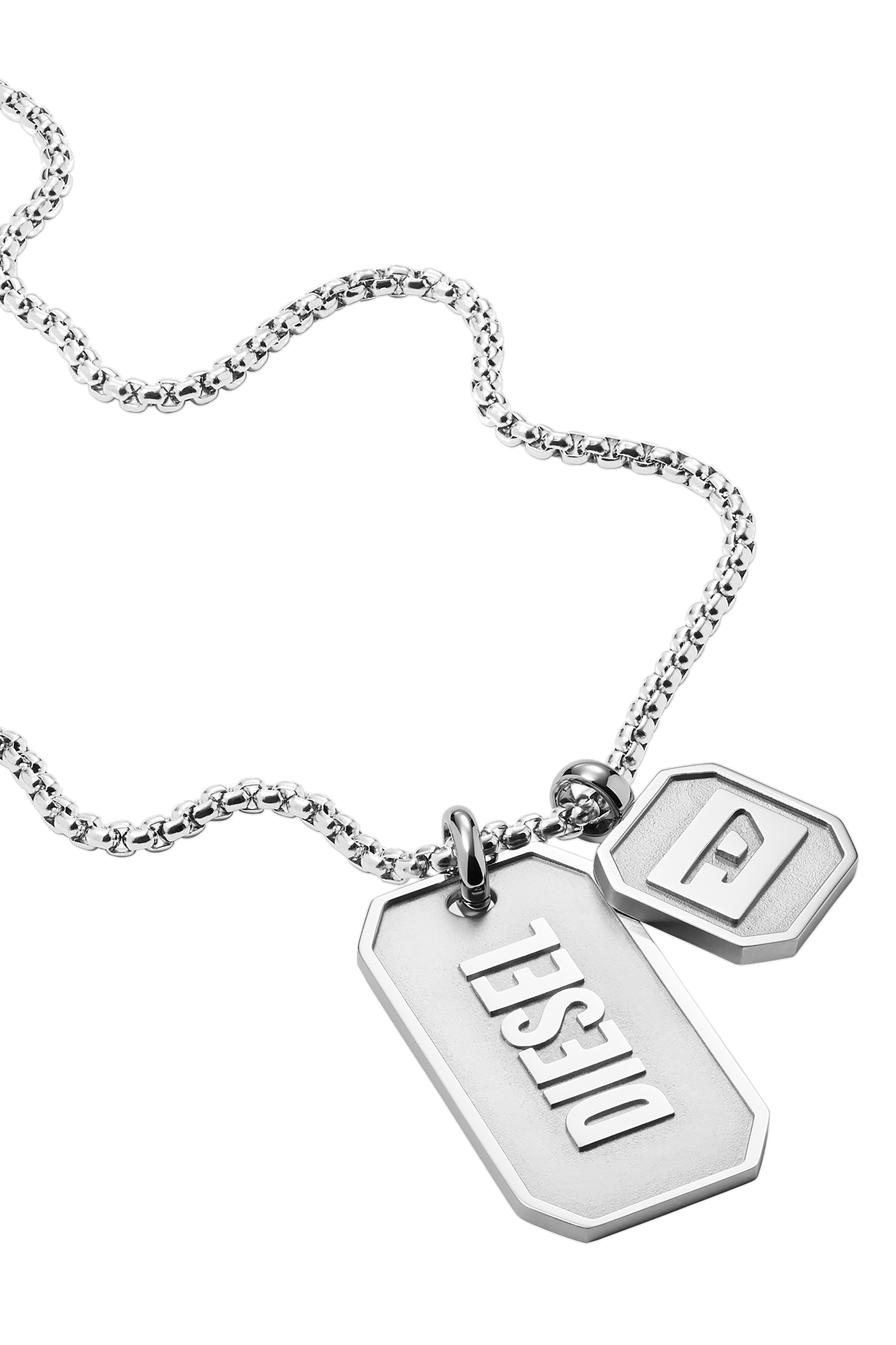 Diesel - DX1260, Male's Diesel Stainless Steel Logo Double Dog Tag Necklace in シルバー - 2