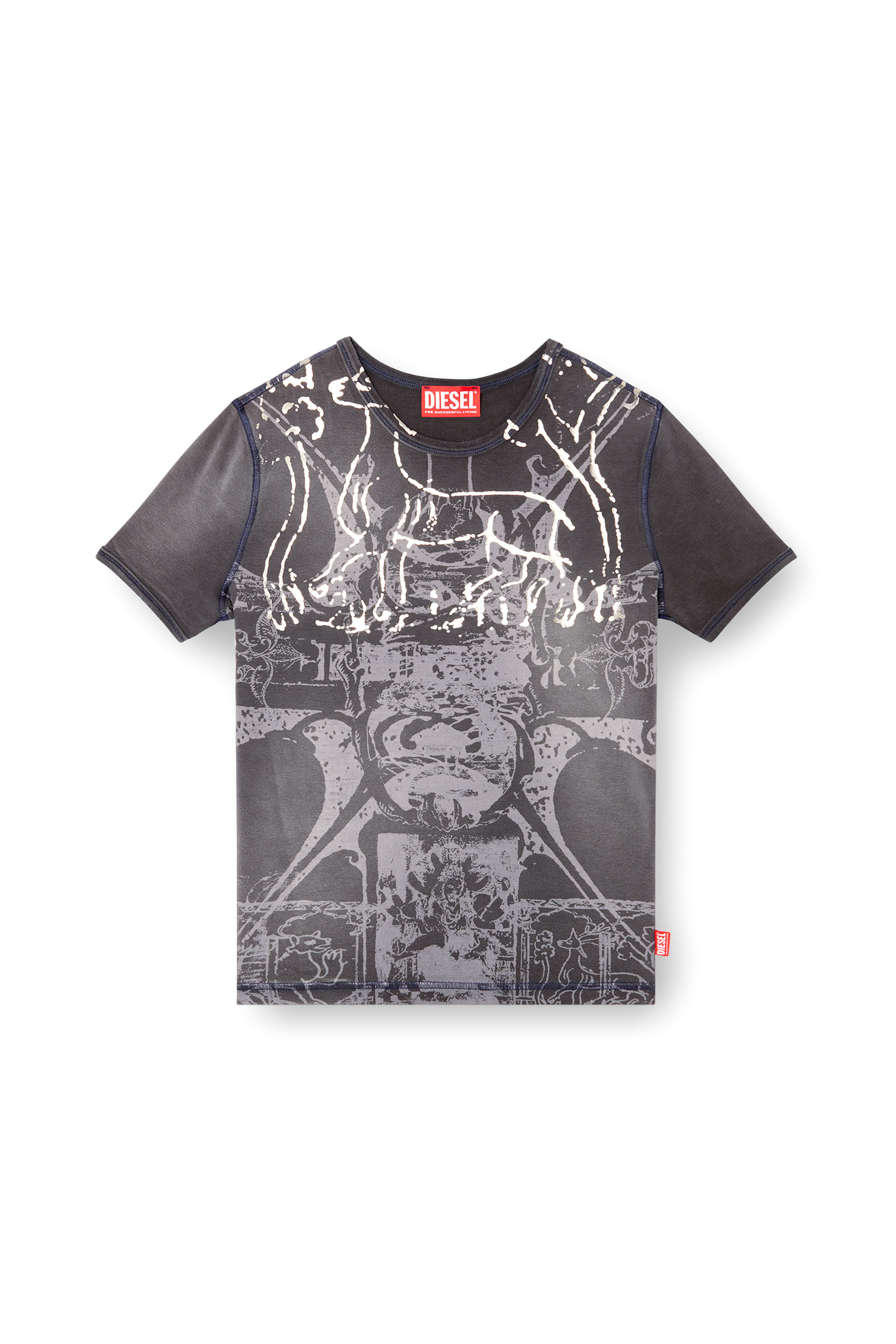 Diesel - T-UNCUTIES-LONG-R6, Female's T-shirt with foil print in ブラック - 4
