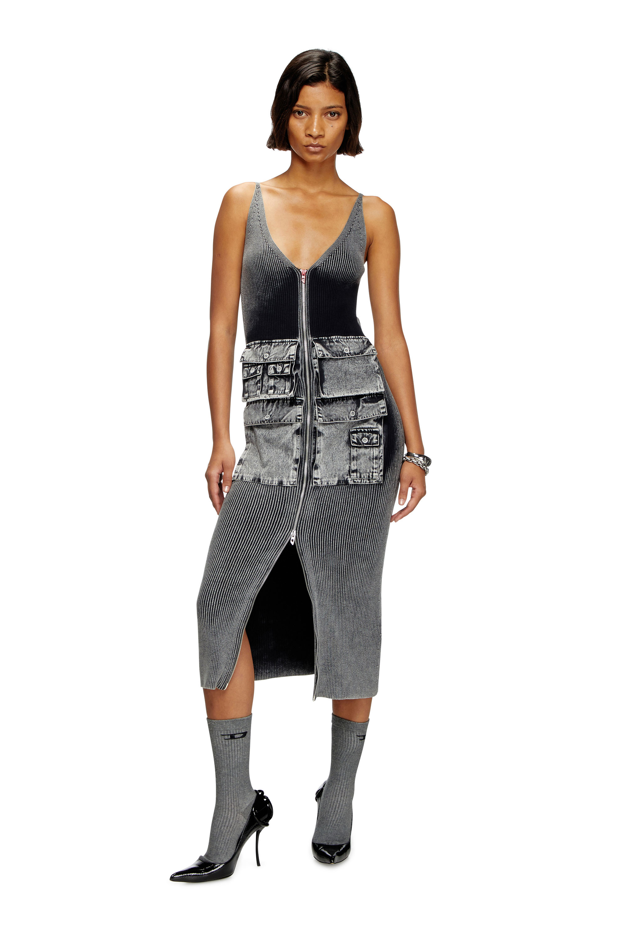 Diesel - M-MELTI, Female's ニットドレス in ダークグレー - 3