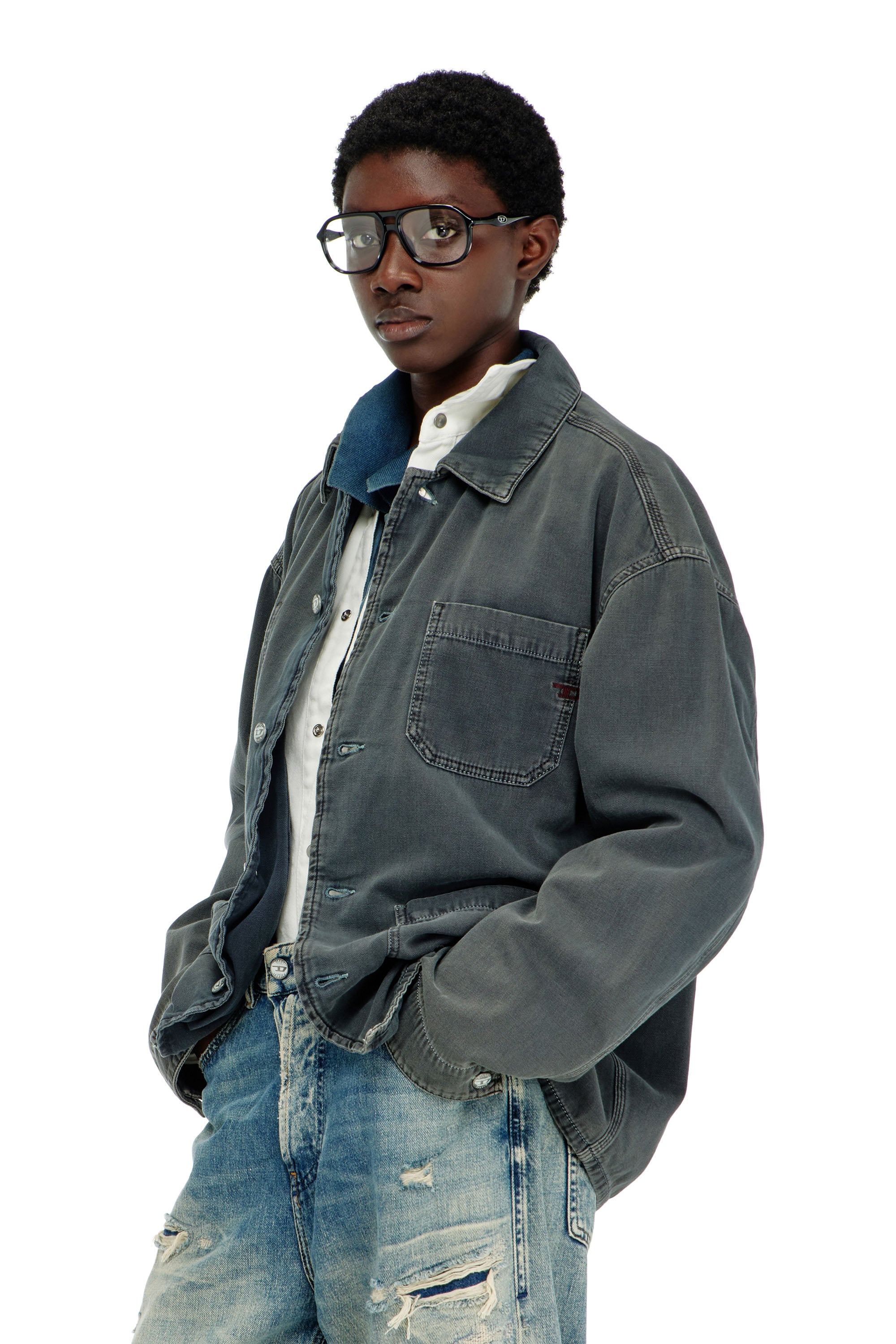 Diesel - D-STACK-U, Unisex's デニムジャケット in グレー - 6