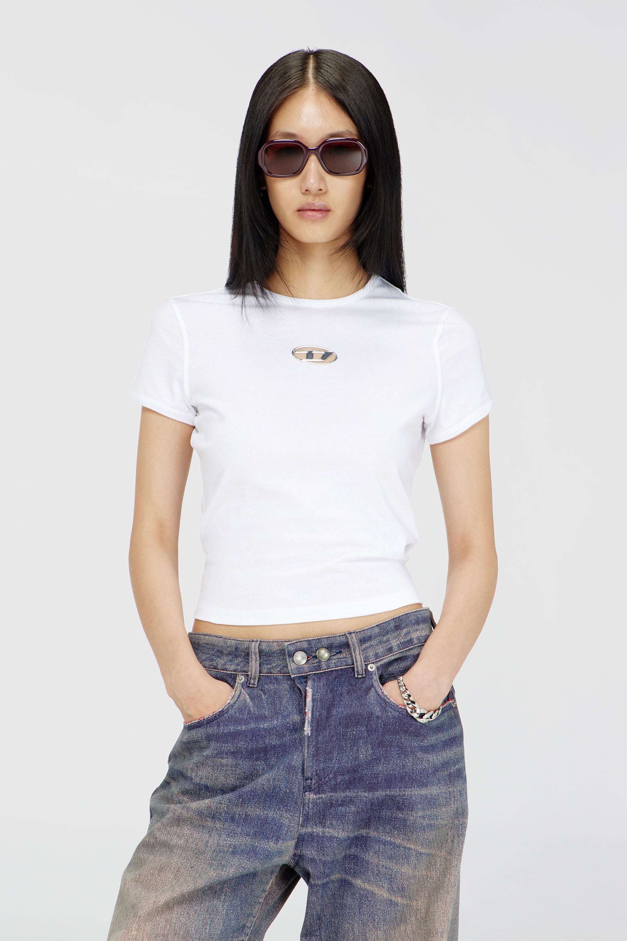 Diesel - T-UNCUTIE-LONG-OD-Q1, Female's Tシャツ in ホワイト - 1