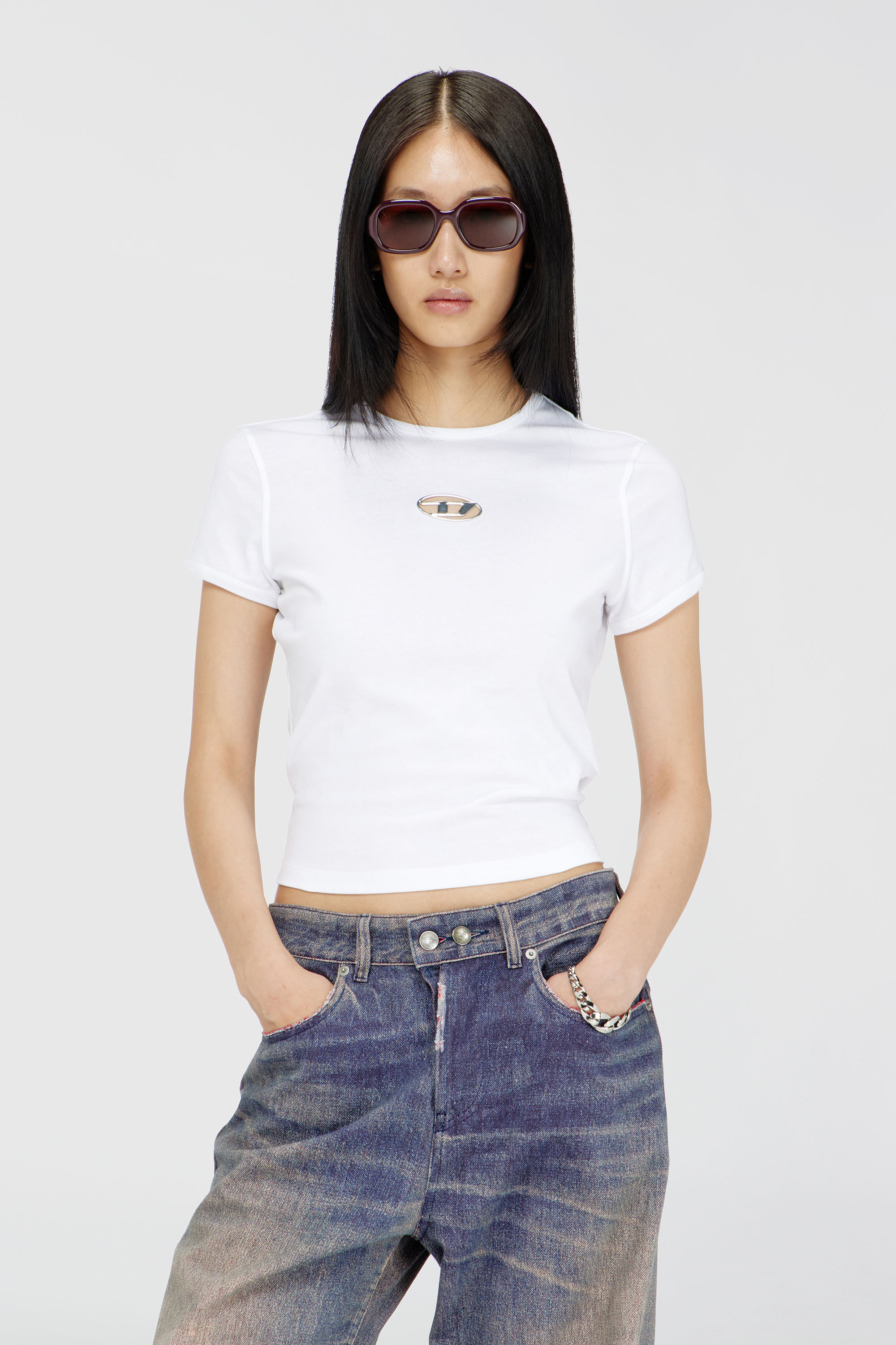 Diesel - T-UNCUTIE-LONG-OD-Q1, Female's Tシャツ in ホワイト - 3