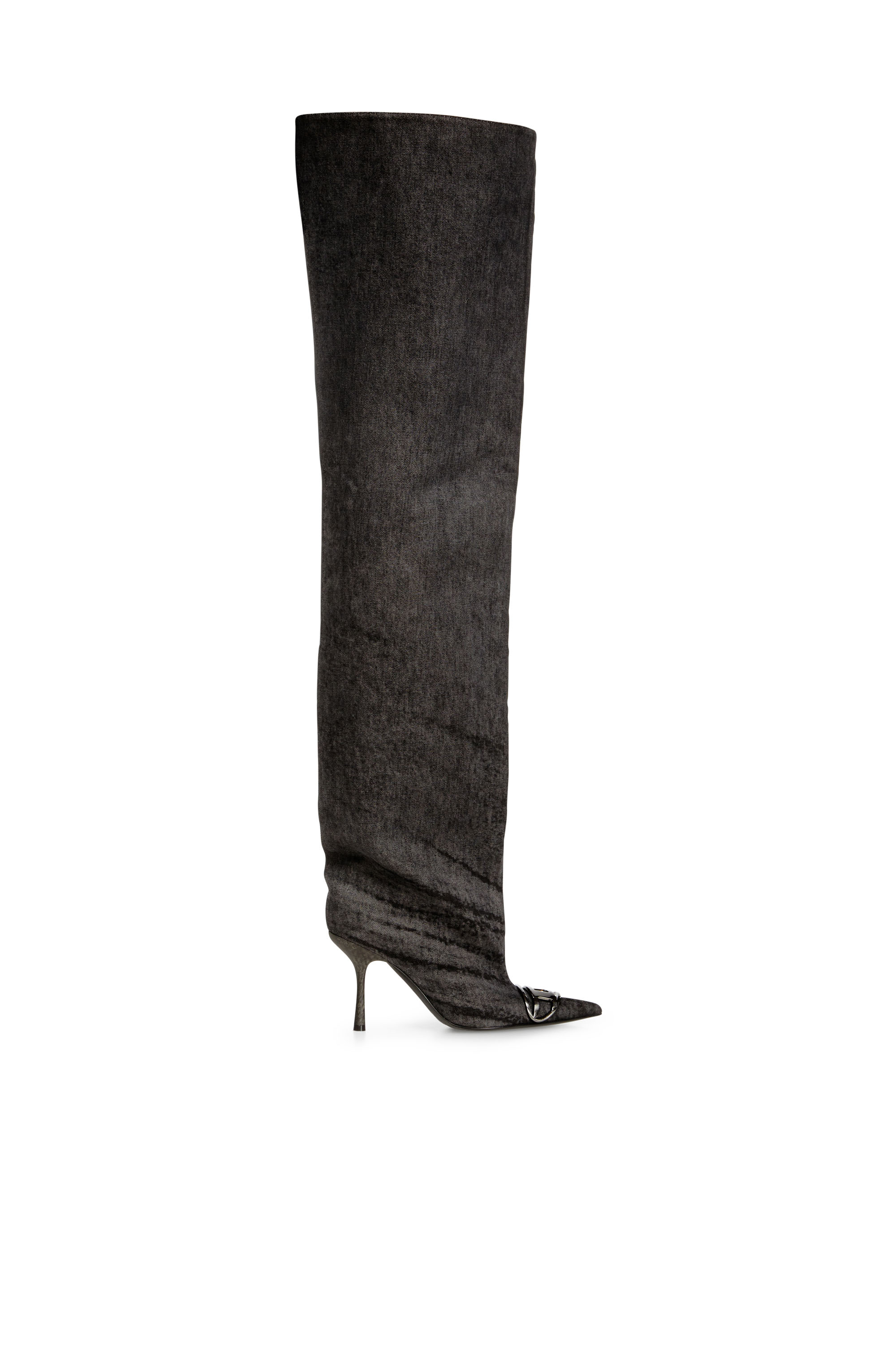 Diesel - D-VENUS 90 OTK BOOT, Female's D-Venus-Over-the-knee boots in coated denim in ブラック - 1