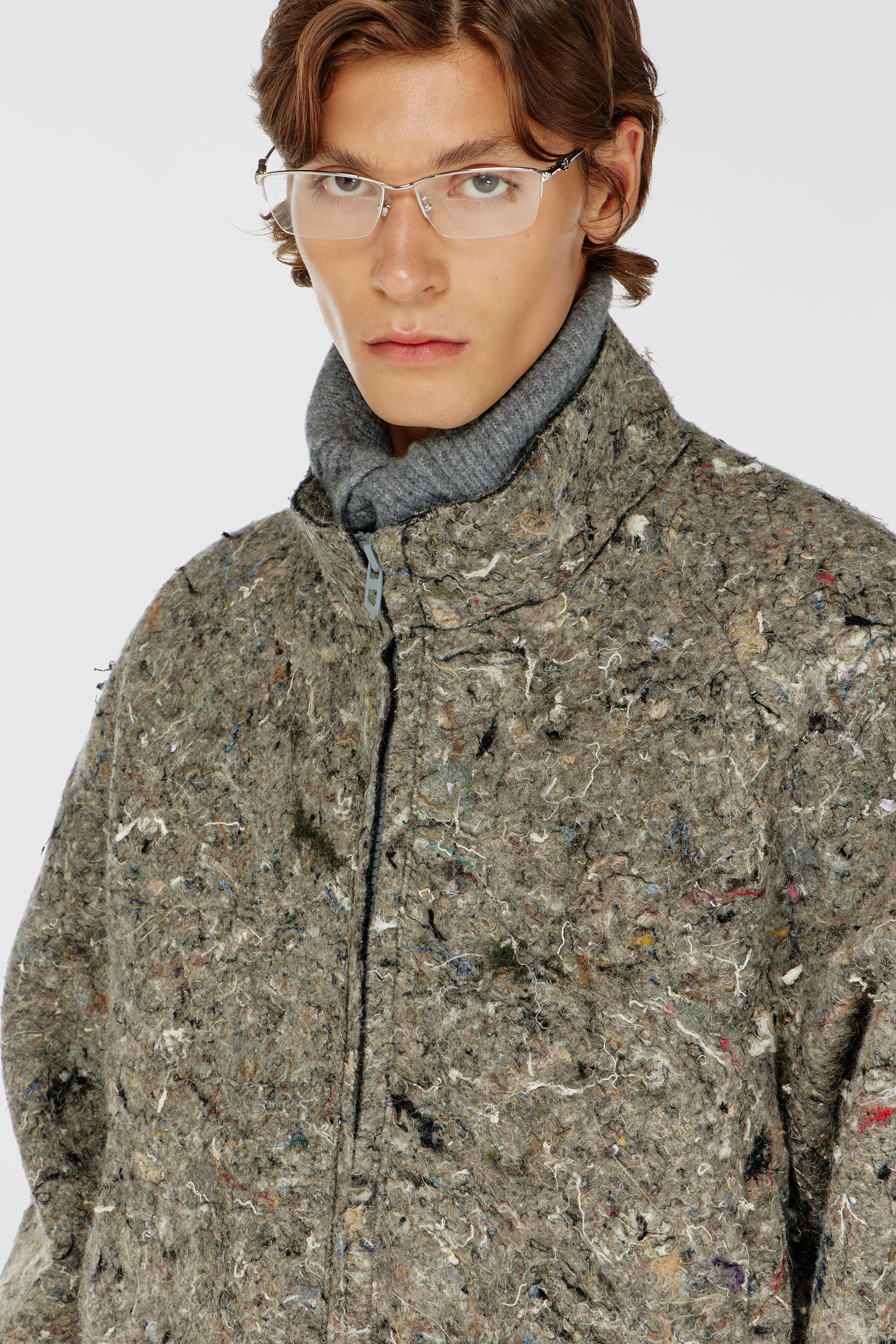 Diesel - J-DISTEM, Male's Upcycled felted jacket in グレー - 4