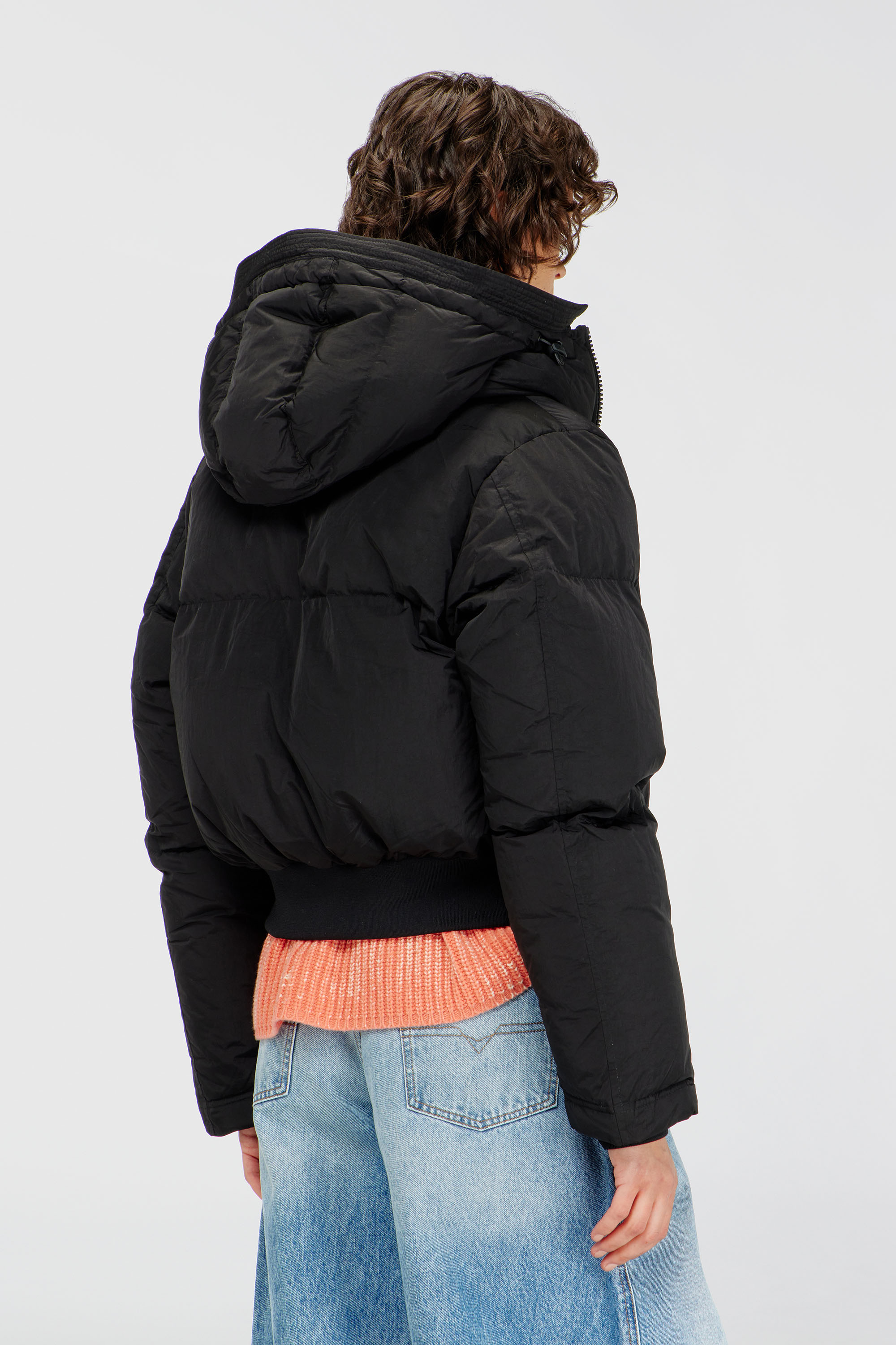 ジャケット・アウター 00s DIESEL short length jkt puff sleeves W-PEYT-SHORT-NEW-P1 Hooded down jacket in crinkled nylon｜ブラック