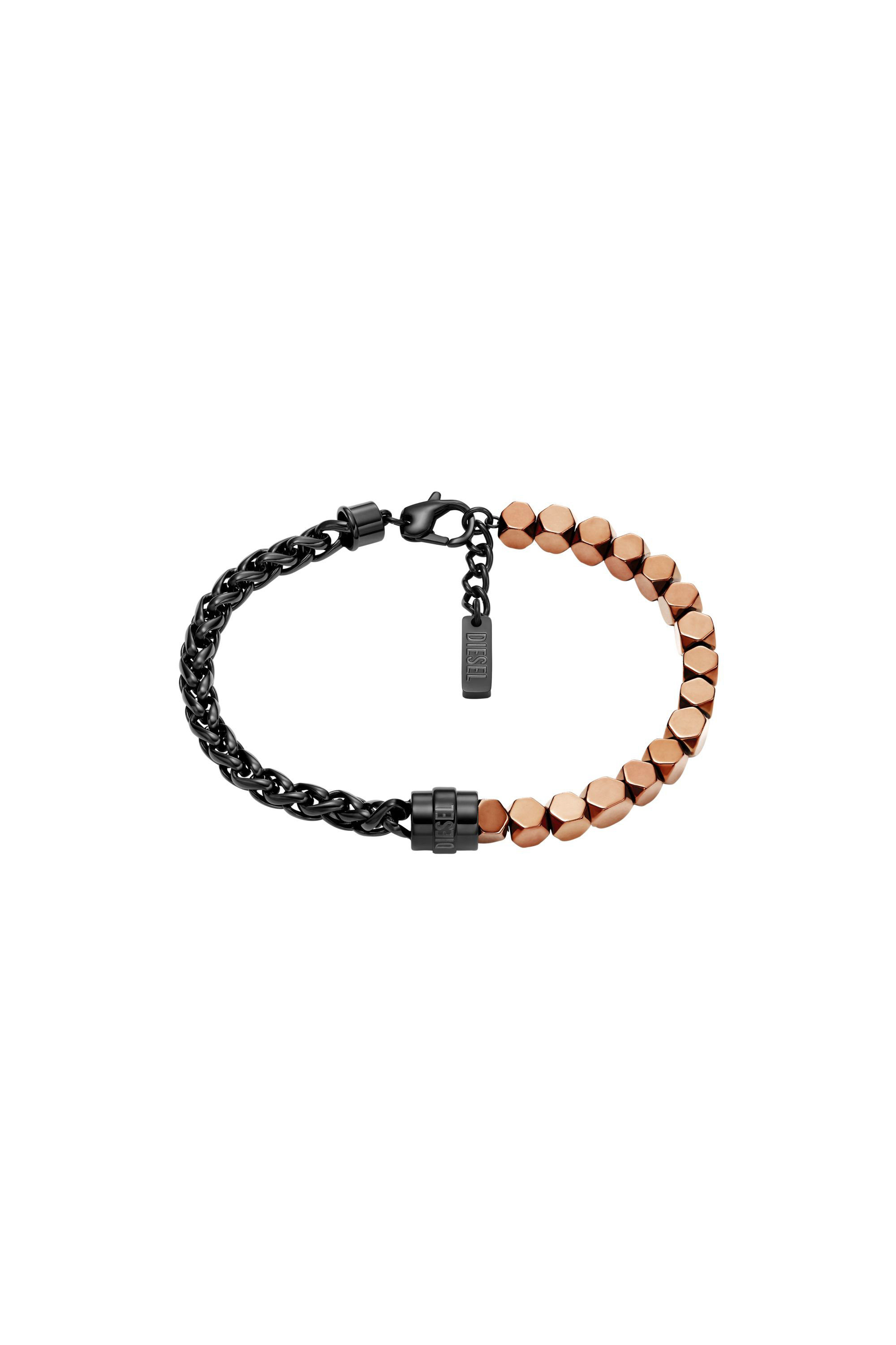 Diesel - DX1648931 JEWELLERY, Unisex's Stainless steel and hematite beaded bracelet in ブラック/ブロンズ - 1