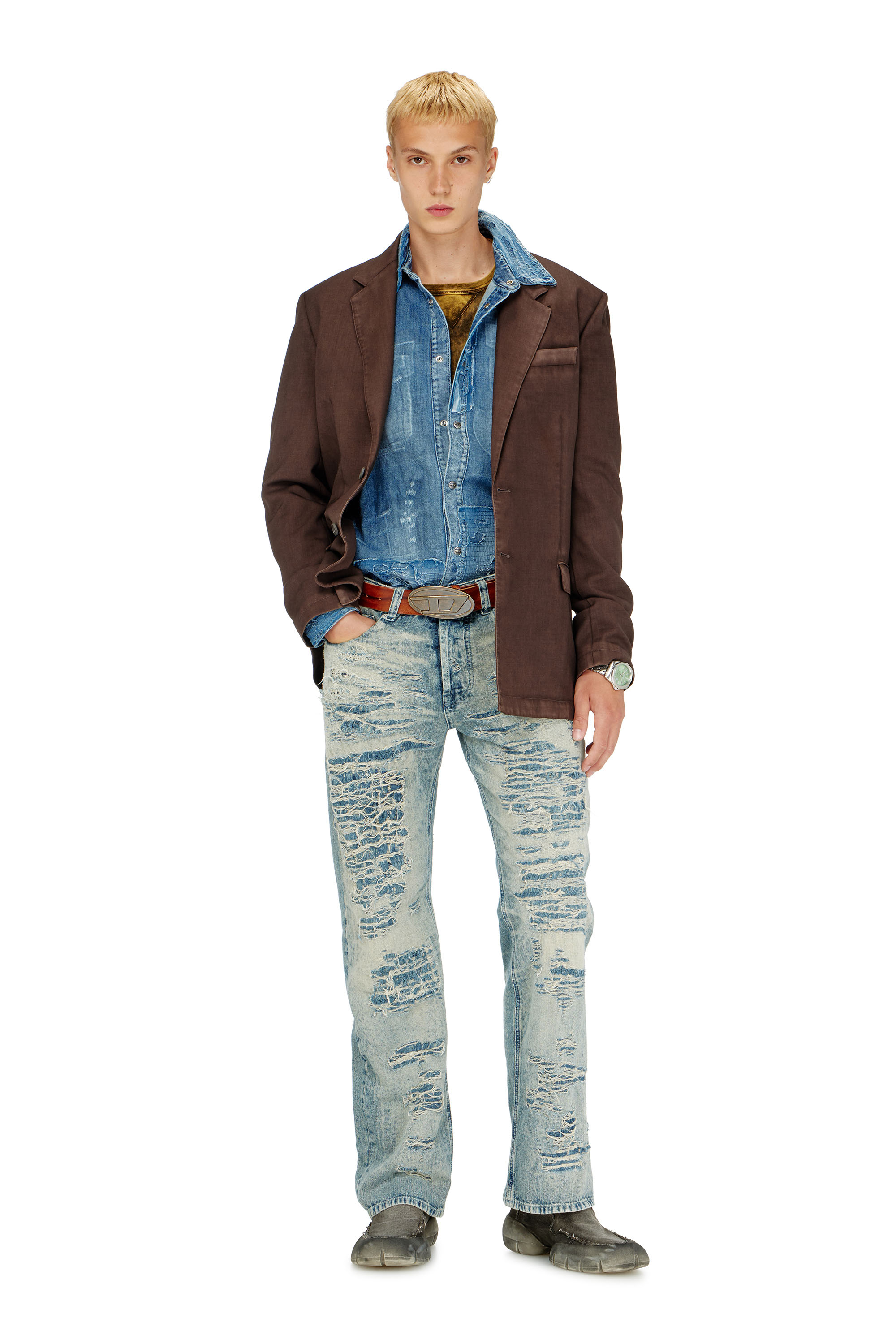 Diesel - Male's Relaxed Jeans 1980 D-Eeper 068YM, ミディアムブルー - 1