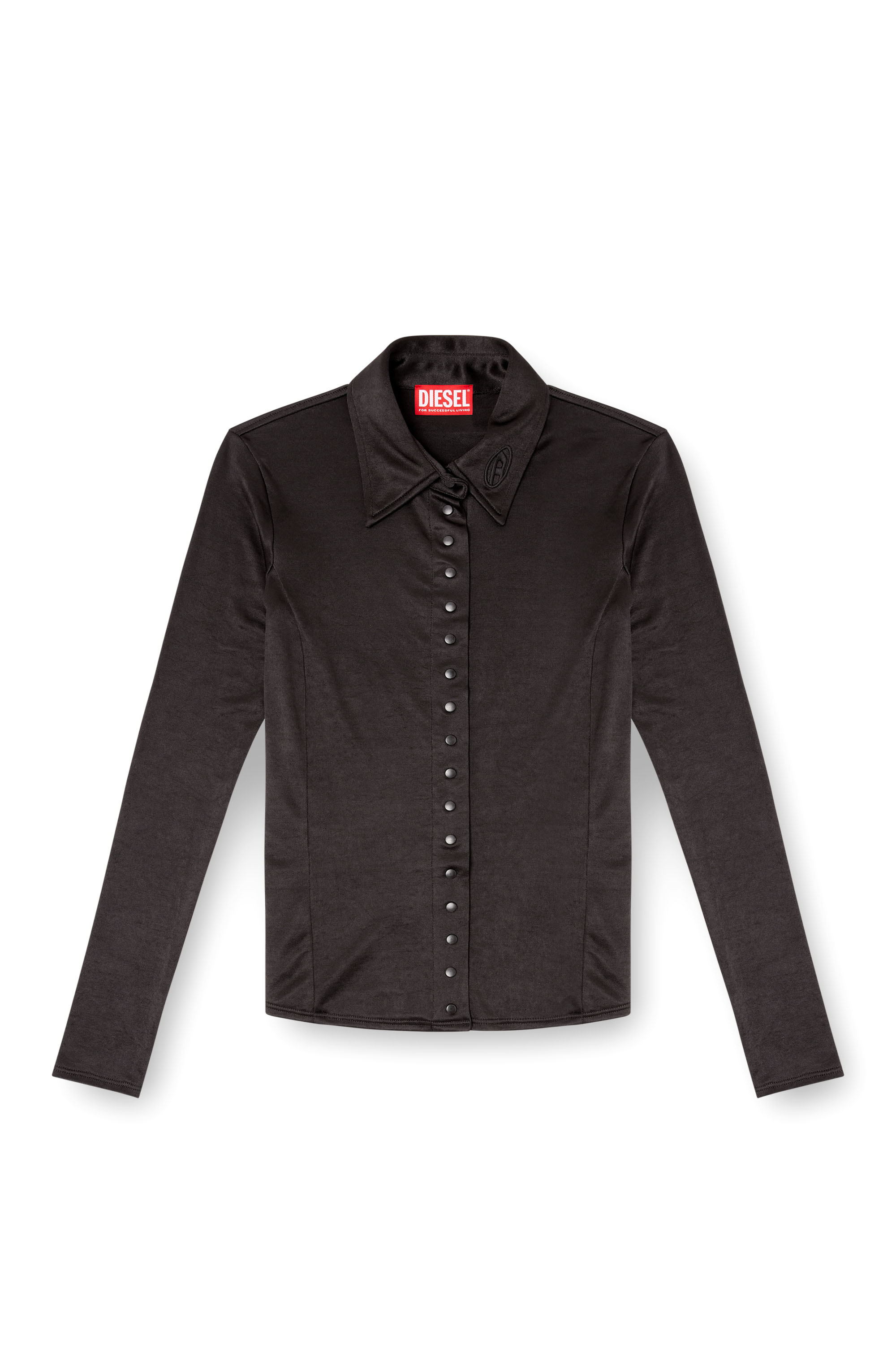 Diesel - C-ELAIA, Female's Fitted shirt in fluid acetate jersey in ブラック - 3