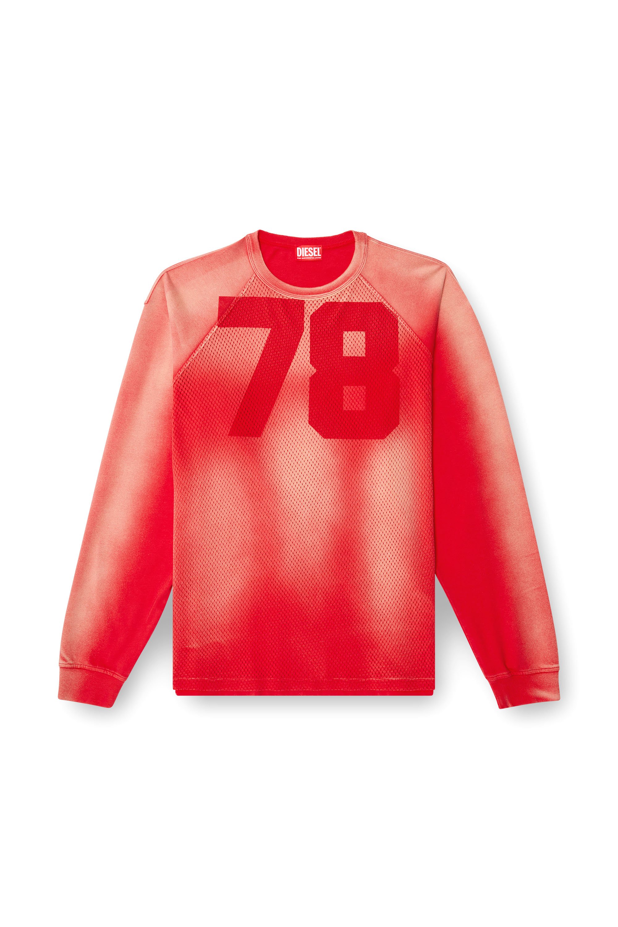 Diesel - T-ROXTER-LS-MESH, Male's Faded long-sleeve T-shirt with mesh front in レッド - 3