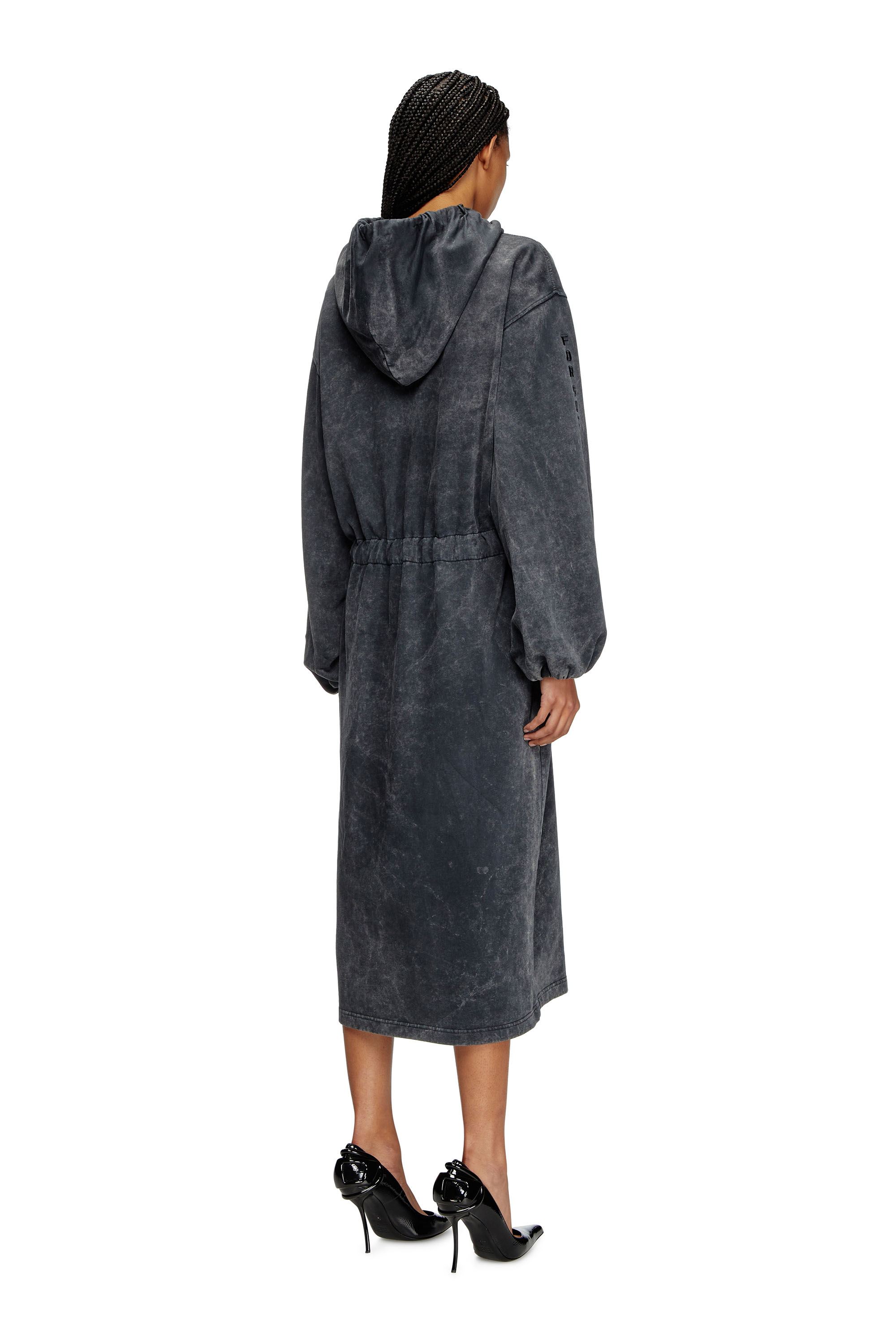 Diesel - D-QUIND, Female's Balloon-shaped hooded midi dress in ダークグレー - 3