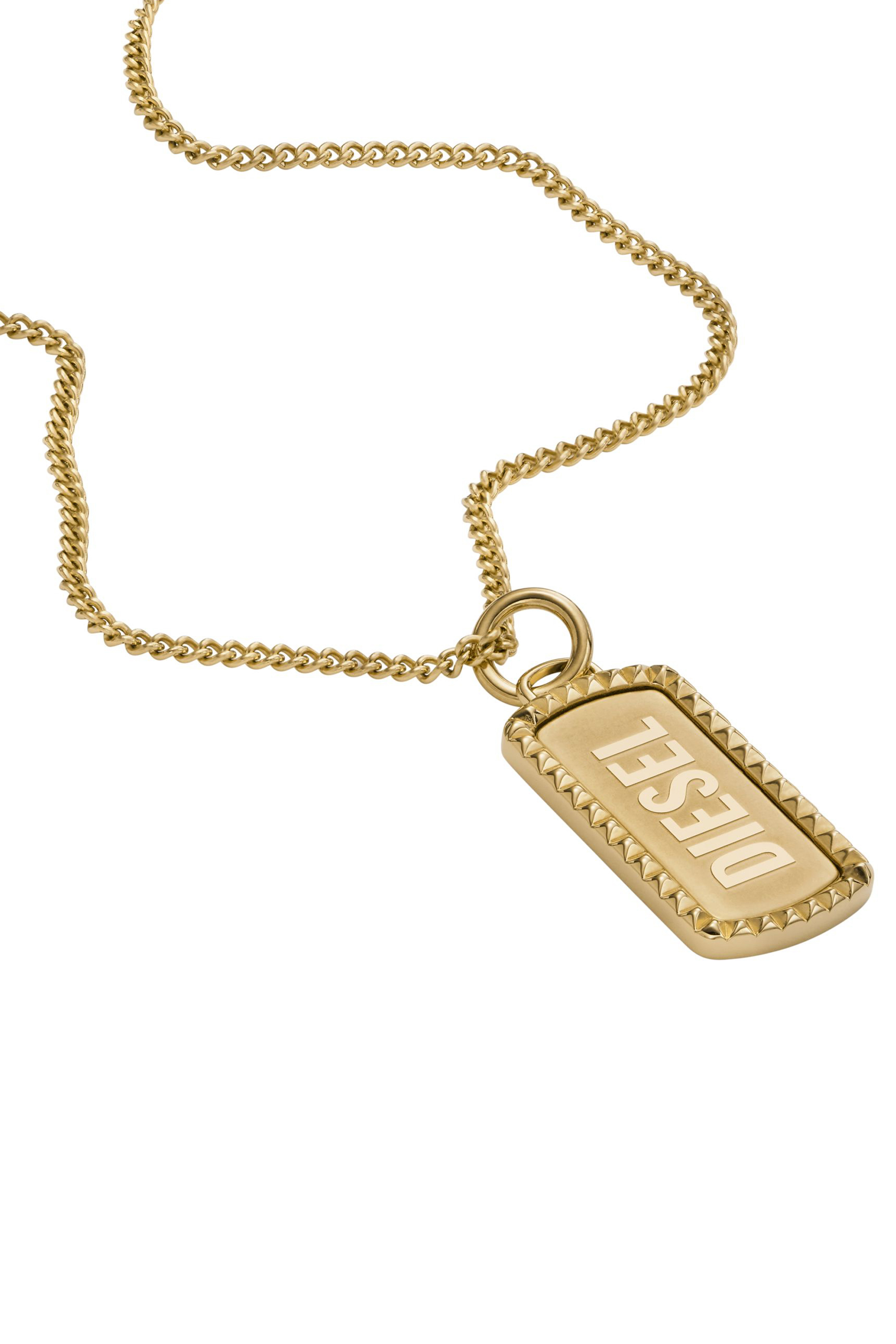 Diesel - DX1456, Unisex's Gold-Tone Stainless Steel Dog Tag Necklace in ゴールド - 2