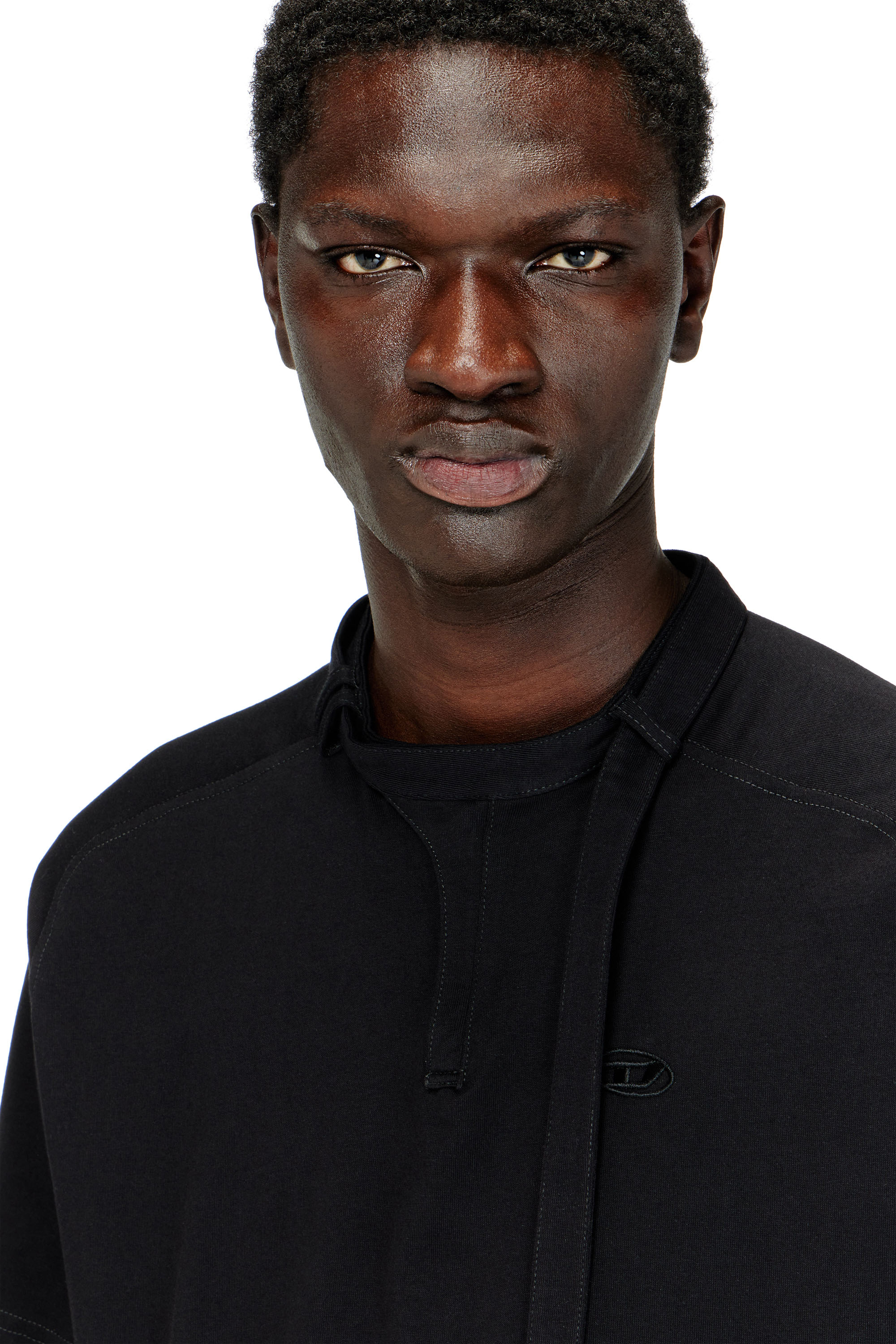 Diesel - T-KAUKO, Male's T-shirt with biker neck strap in ブラック - 4