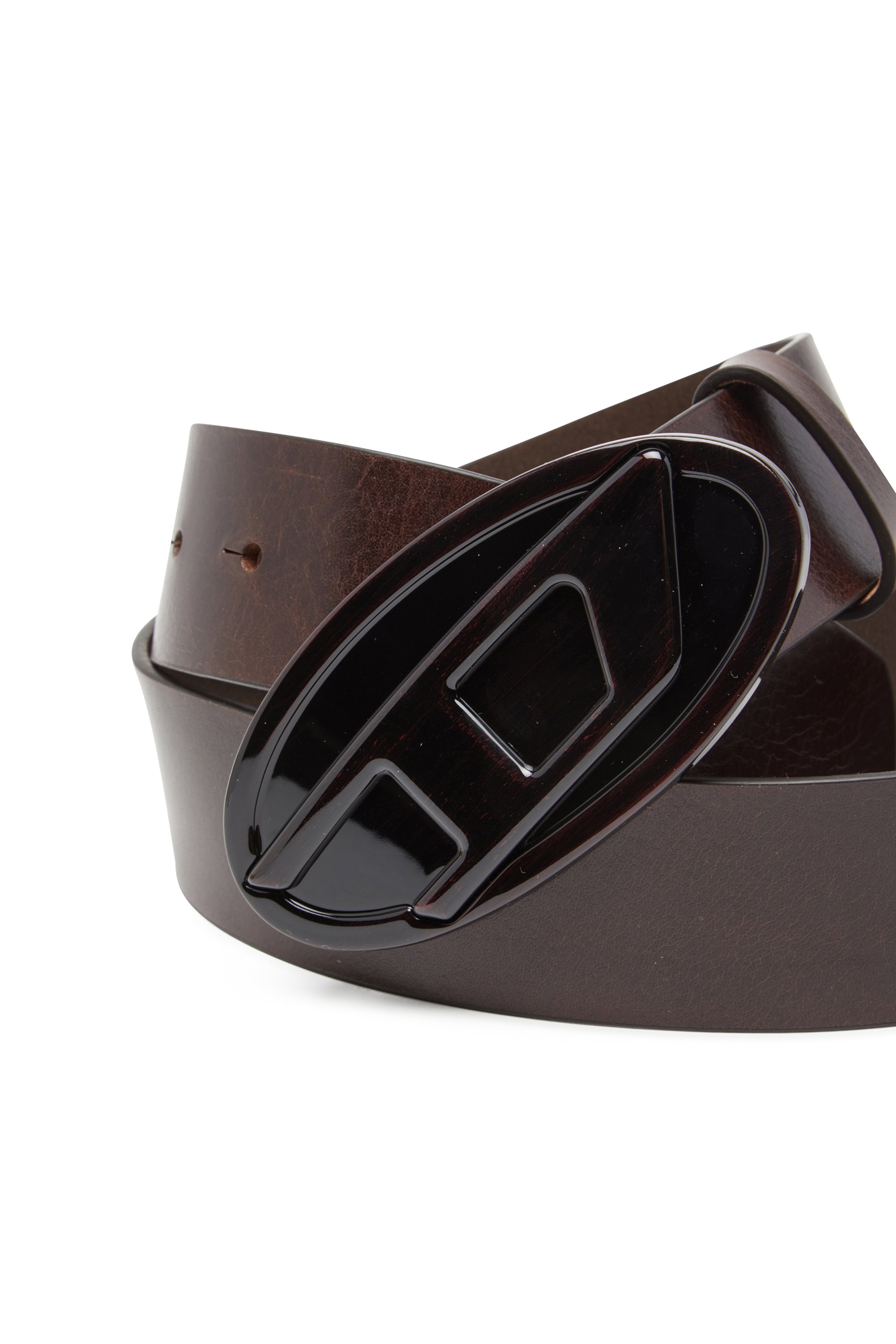 Diesel - B-1DR 2.0, Female's 4cm leather belt with glossy Oval D buckle in ブラウン - 3
