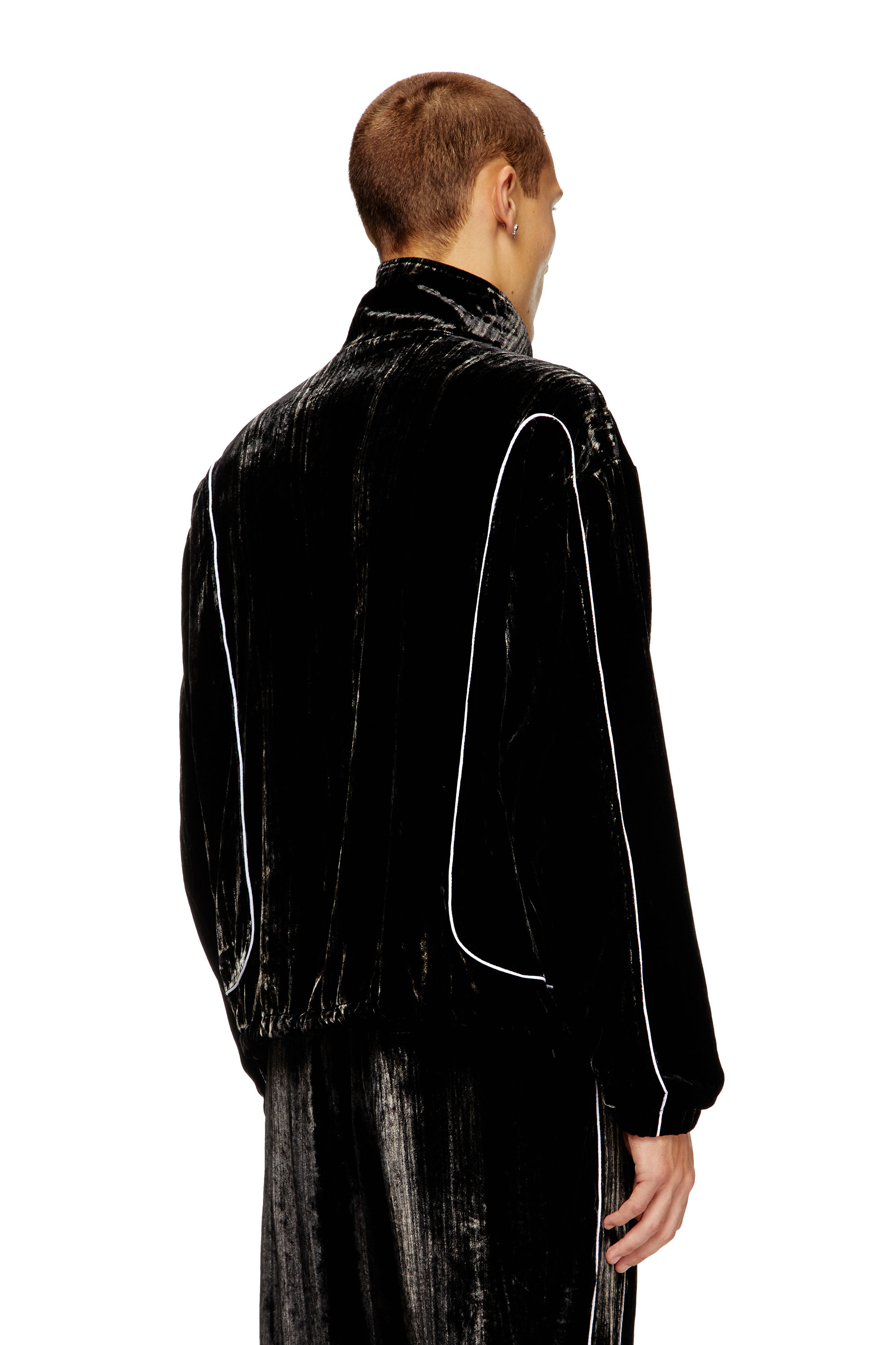 Diesel - J-HAY, Male's Track jacket in treated velvet in ブラック - 4
