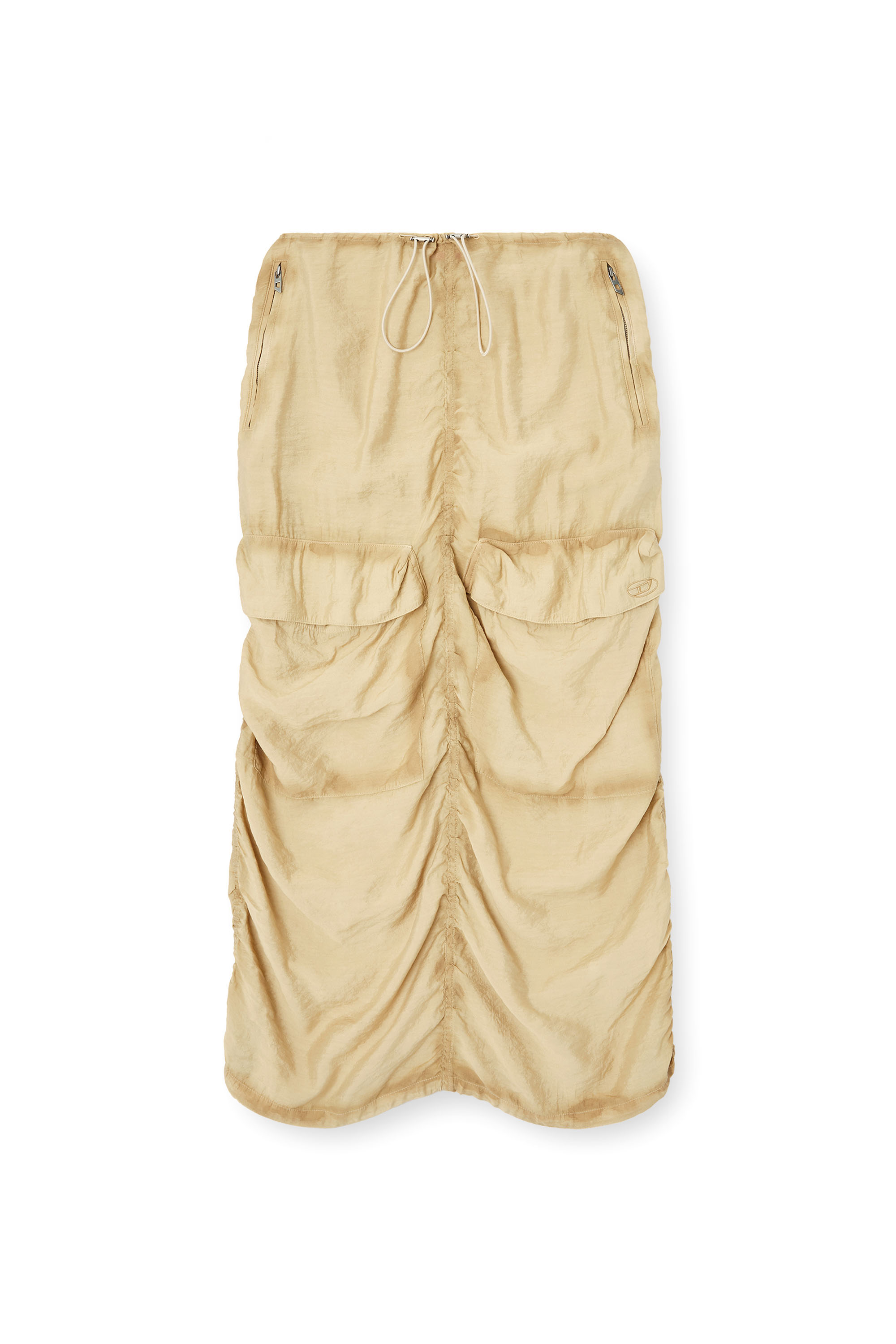 Diesel - O-RACLE, Female's Cargo midi skirt in treated viscose-nylon in ベージュ - 3