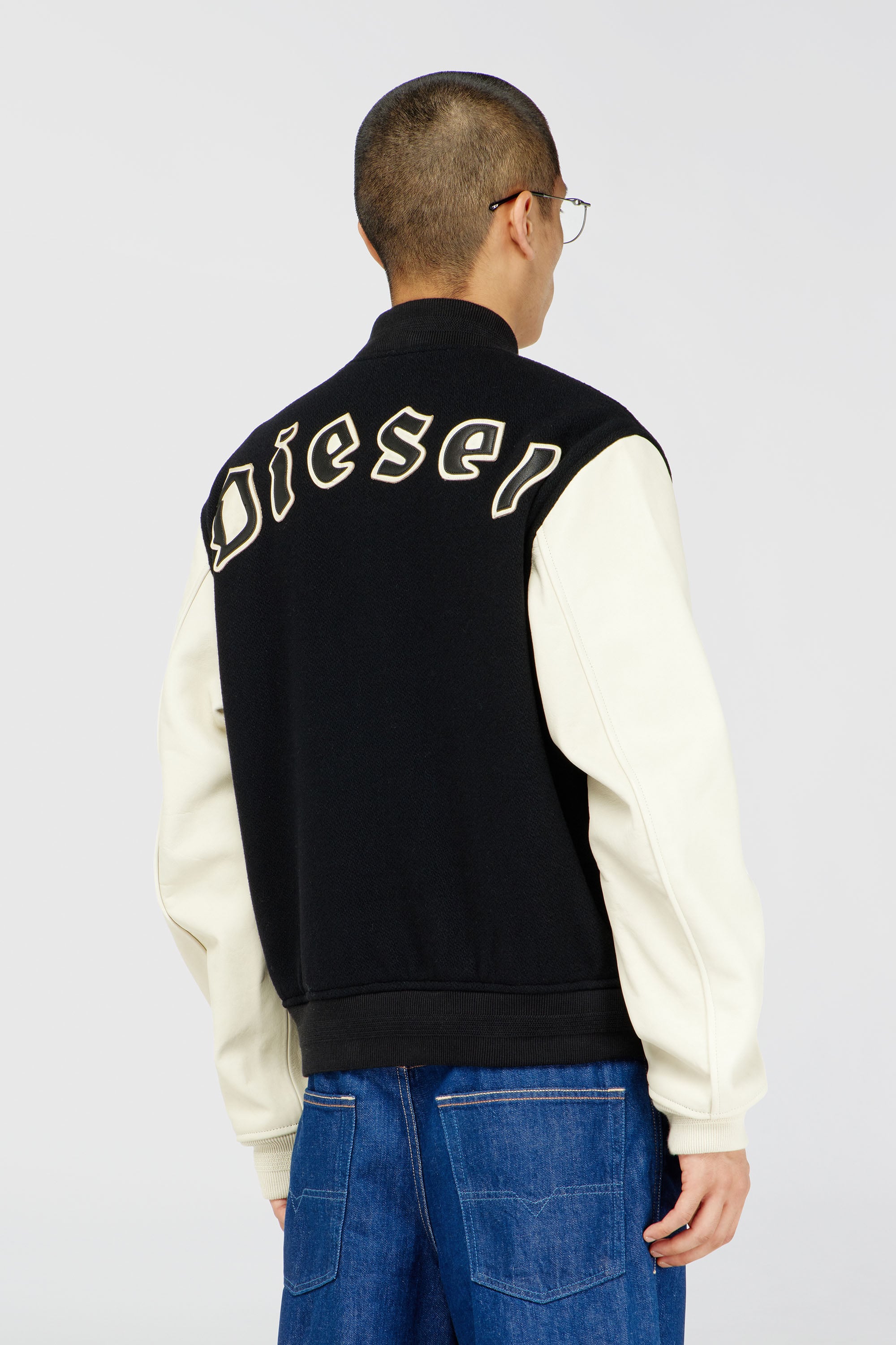 Diesel - L-ARRY-WRD, Male's ブルゾン in ブラック/ホワイト - 5