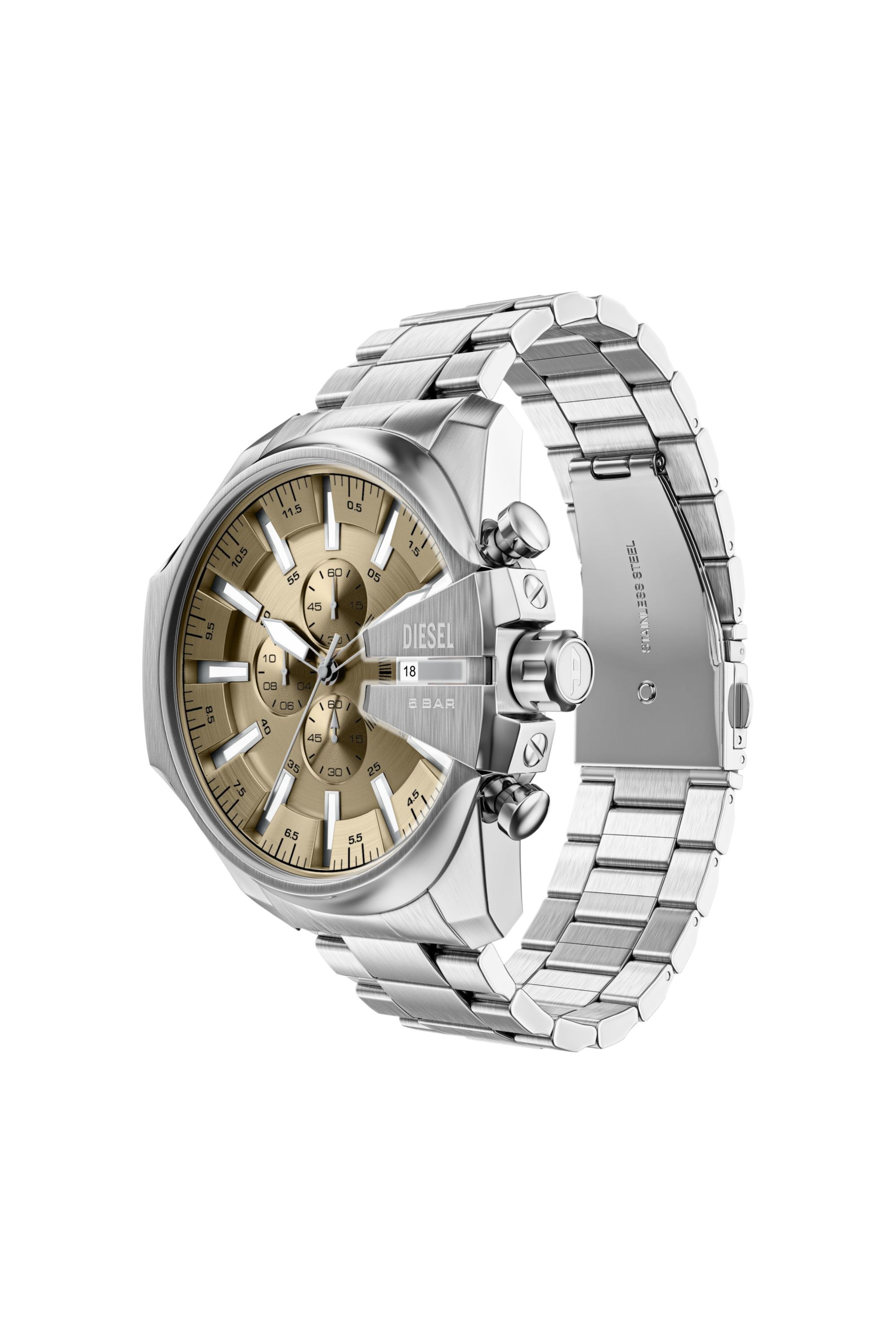 Diesel - DZ4702 WATCH, Male's Mega Chief Slim Chronograph Stainless Steel Watch in シルバー - 2