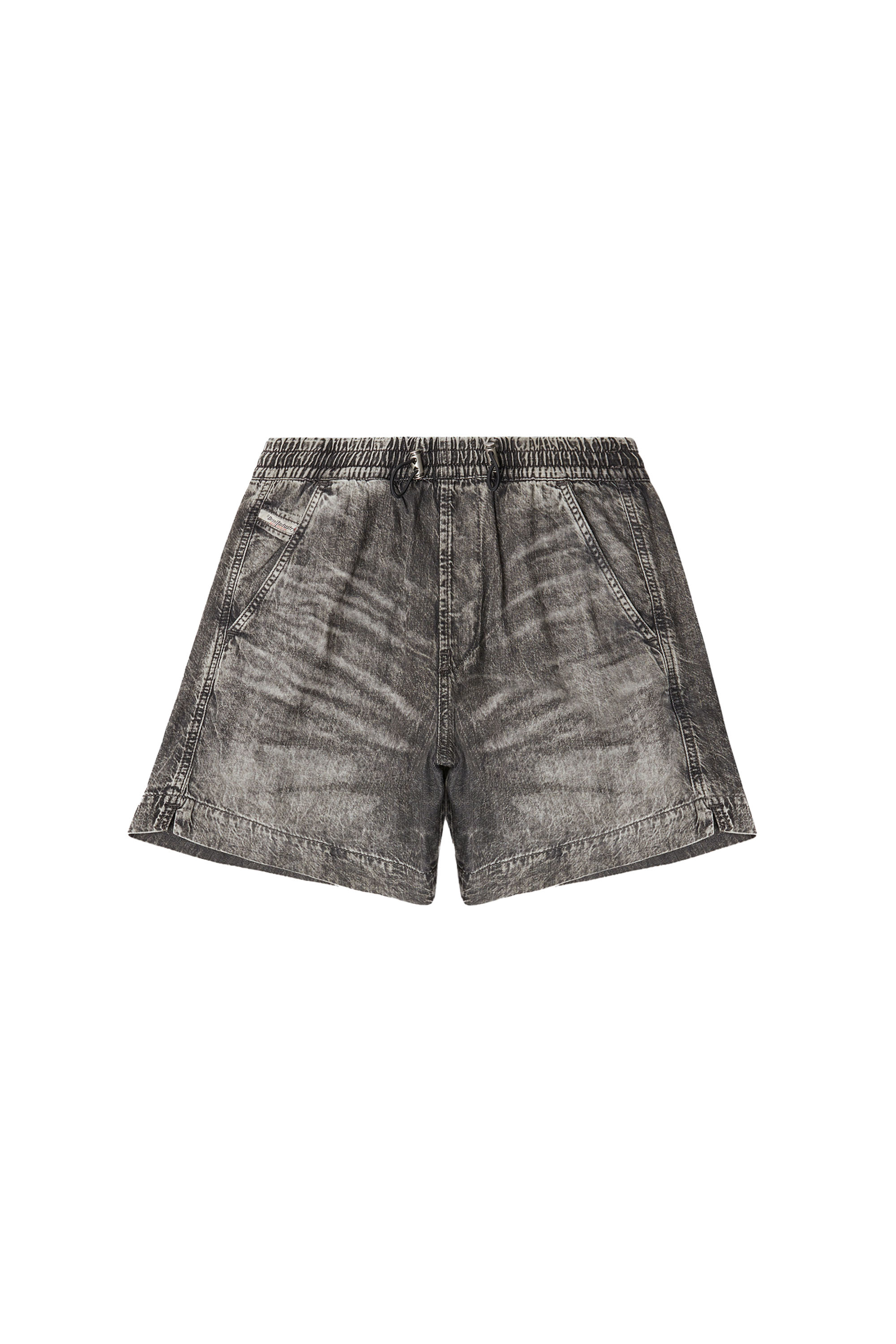 Diesel - D-TENNI-S1, Unisex's Shorts in marbled denim in ブラック - 3