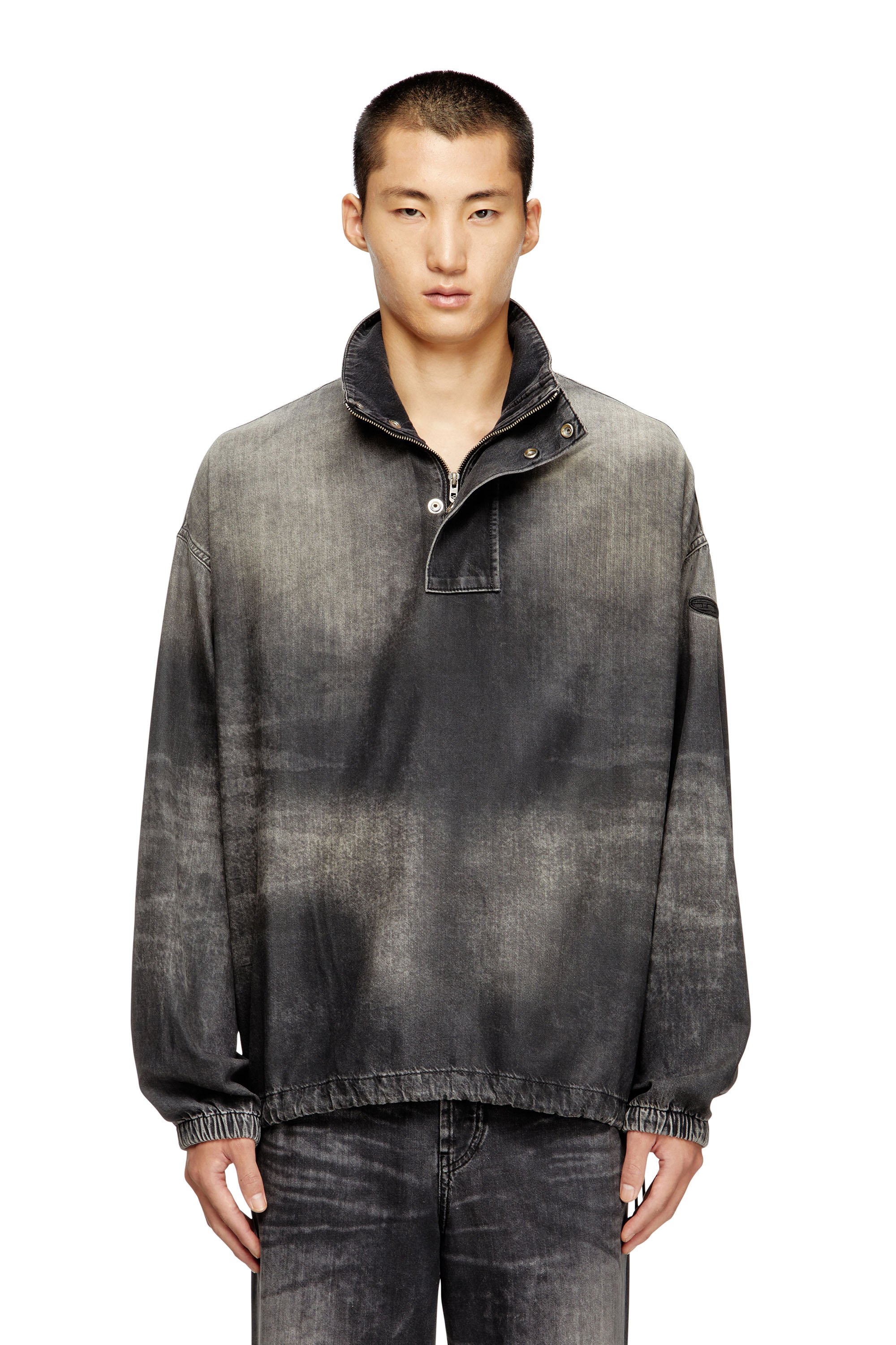Diesel - D-FLOW-S3, Unisex's Denim top with mock neck in ブラック - 1
