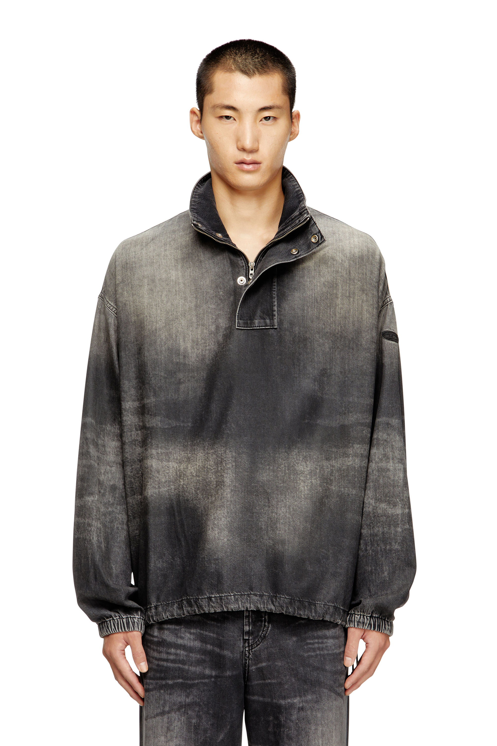 Diesel - D-FLOW-S3, Unisex's Denim top with mock neck in ブラック - 3