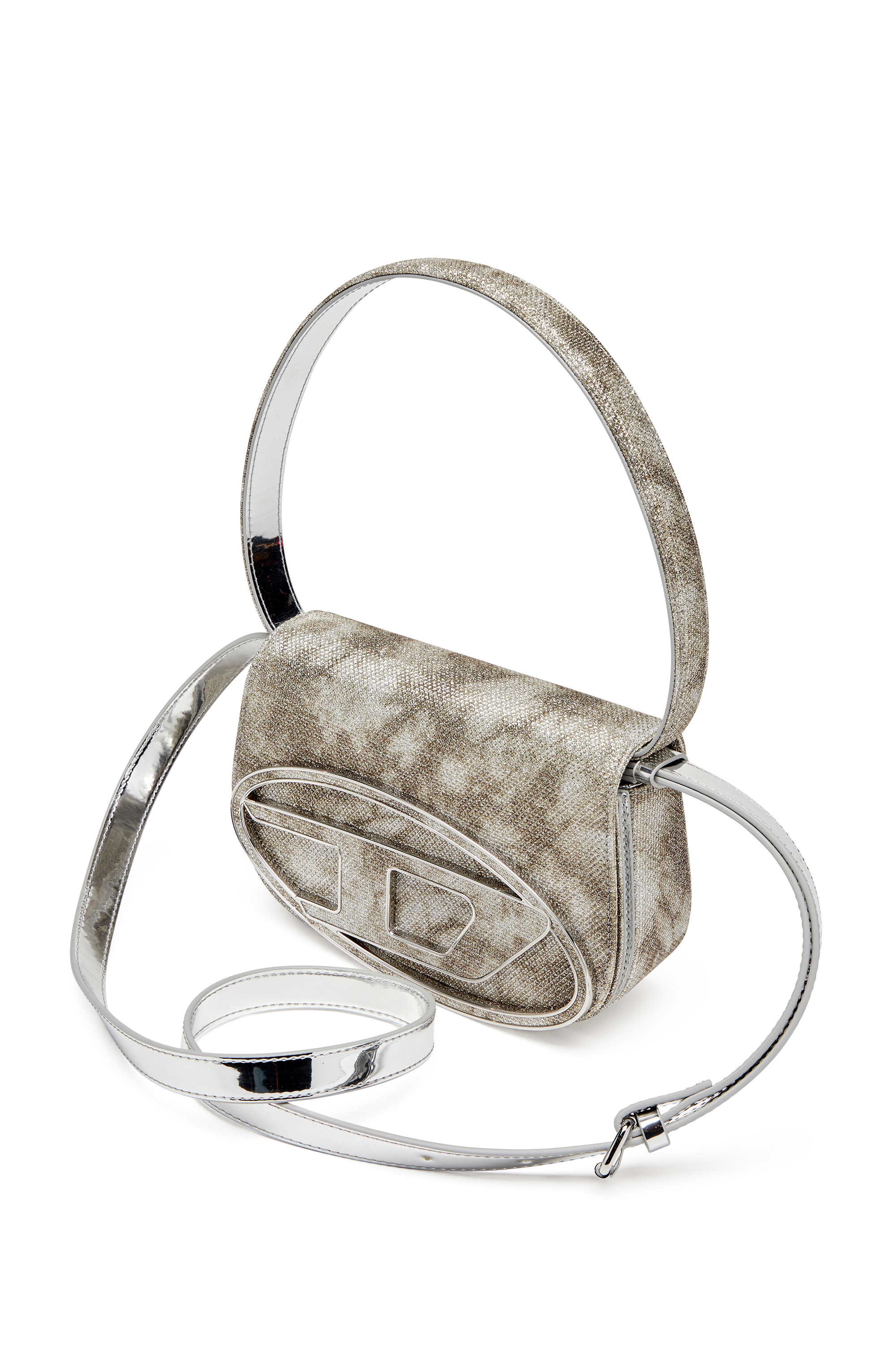 Diesel - 1DR, Female's 1DR-Iconic shoulder bag in shimmer fabric in ミリタリーグリーン - 5