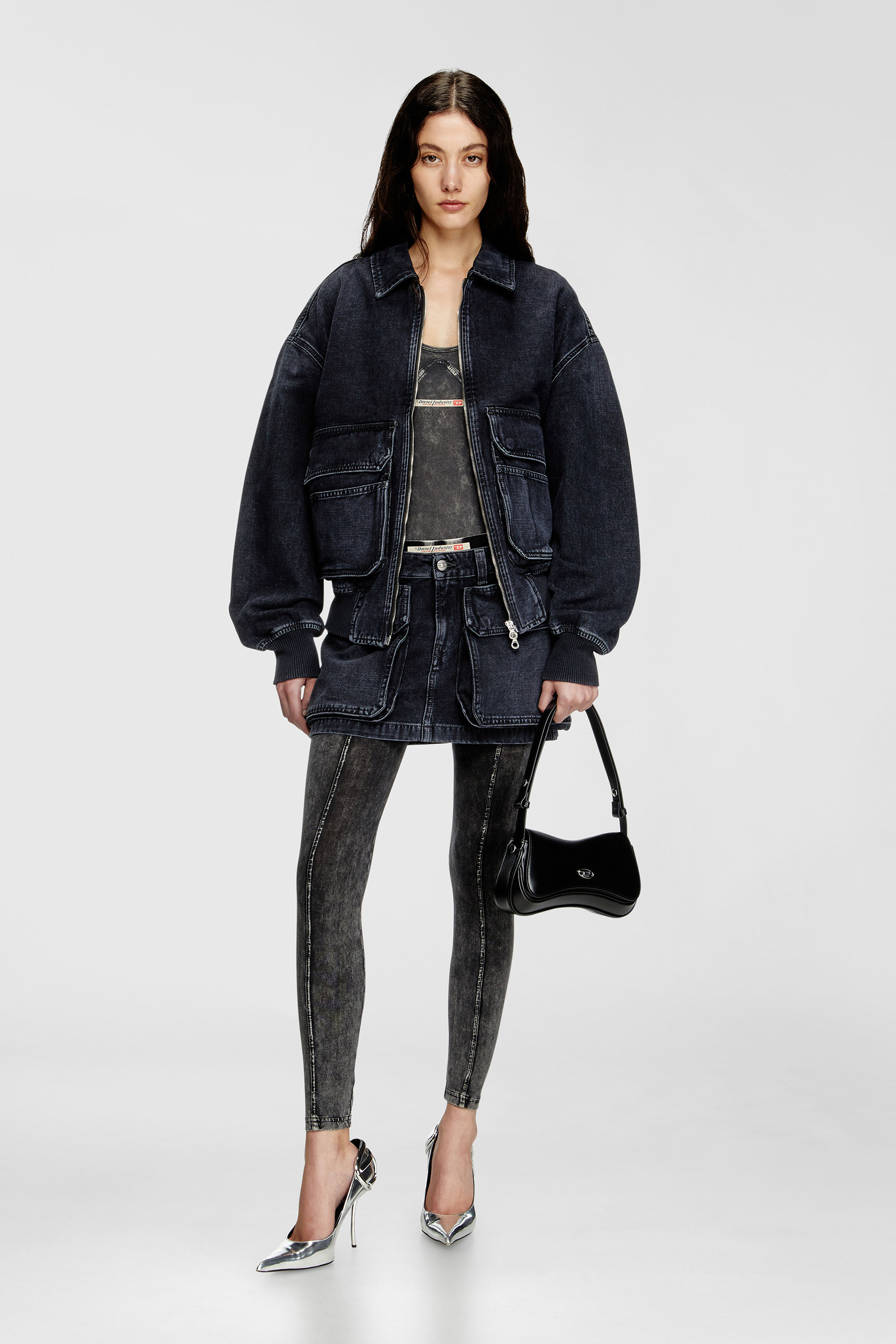 Diesel - D-KURZ, Unisex's Jacket in batavia-weave denim in ブラック - 7