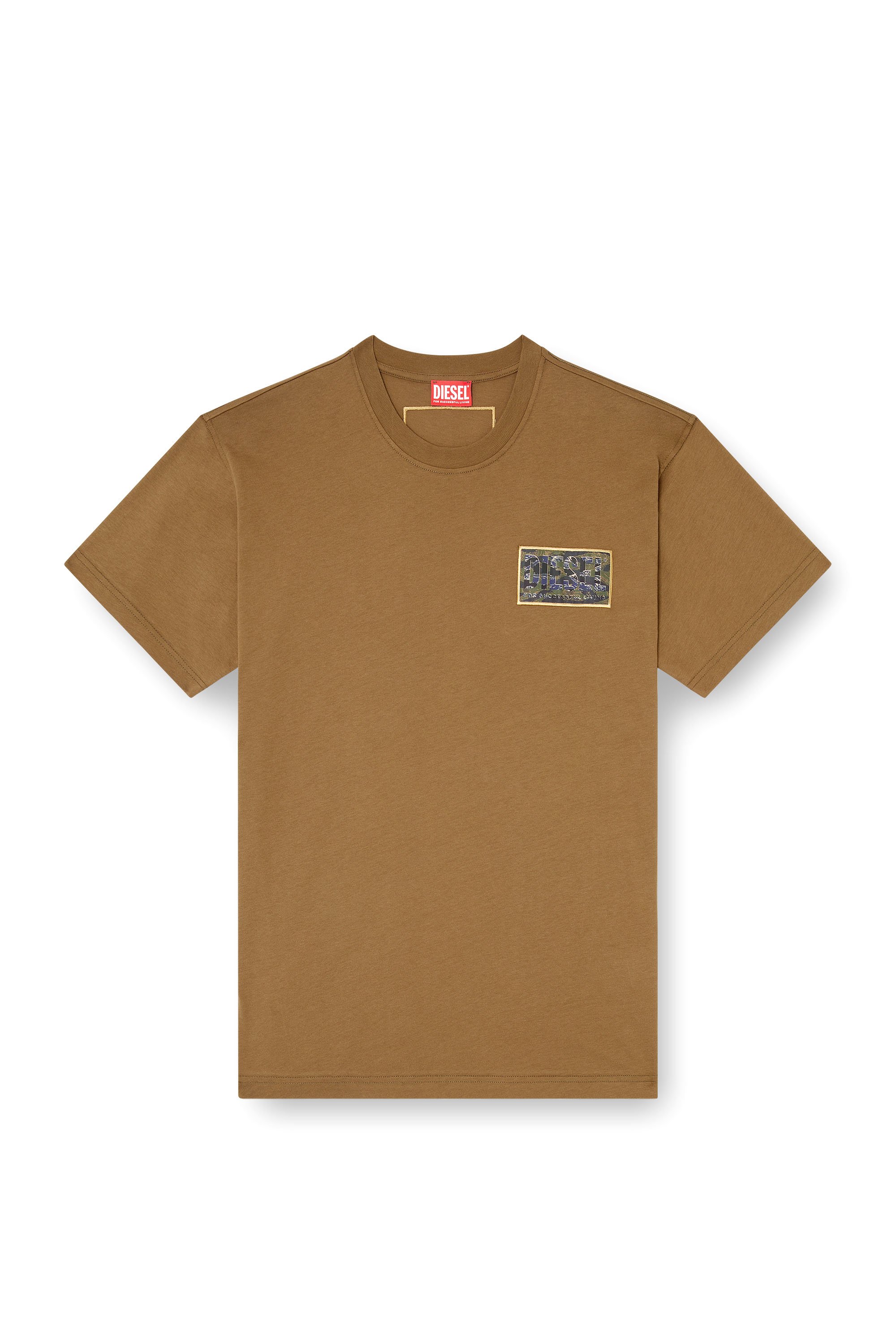 Diesel - T-NORM-T3, Male's T-shirt with camo logo patch in ミリタリーグリーン - 3