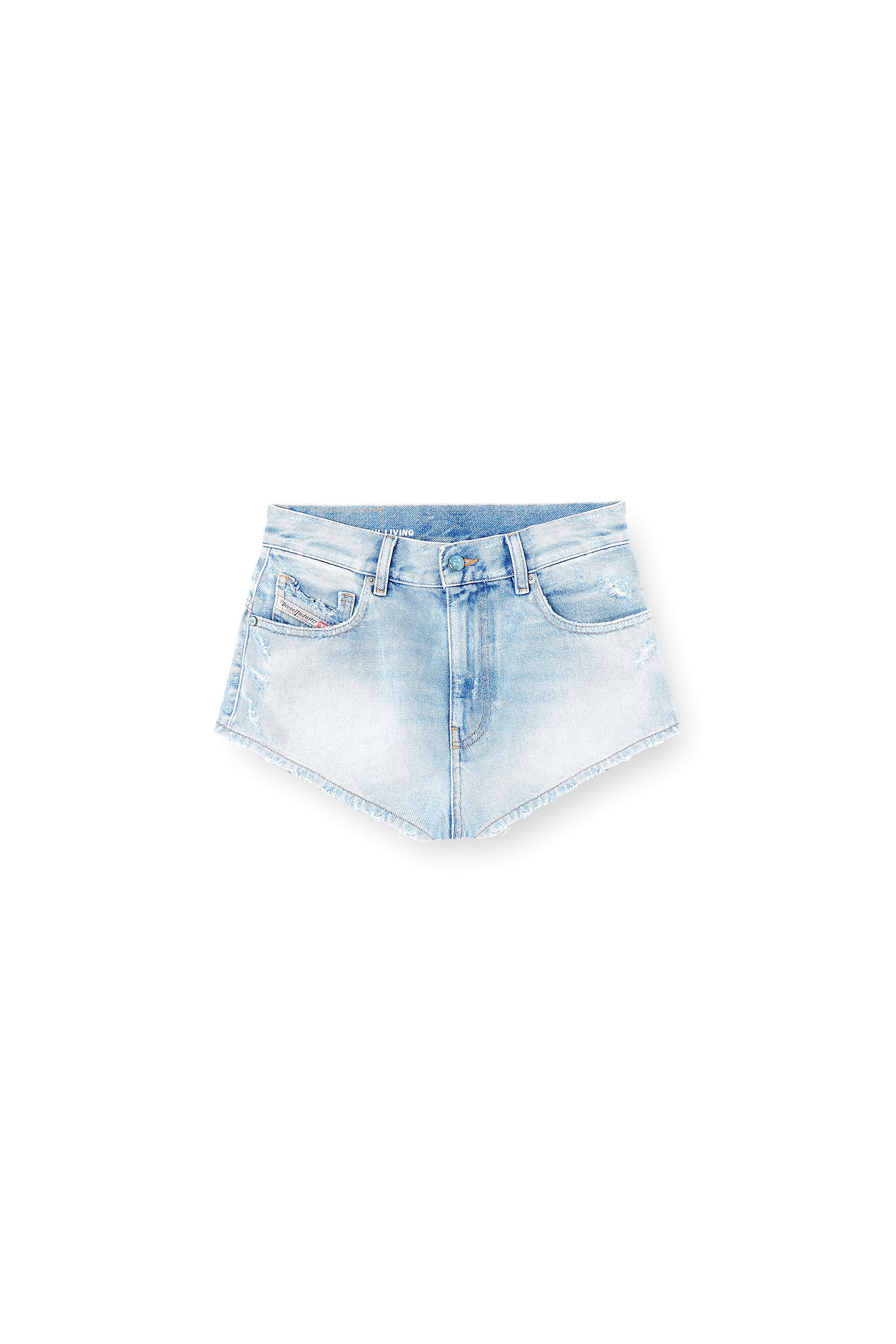 Diesel - DE-LUNAR, Female's Denim shorts with frayed hems in ライトブルー - 4