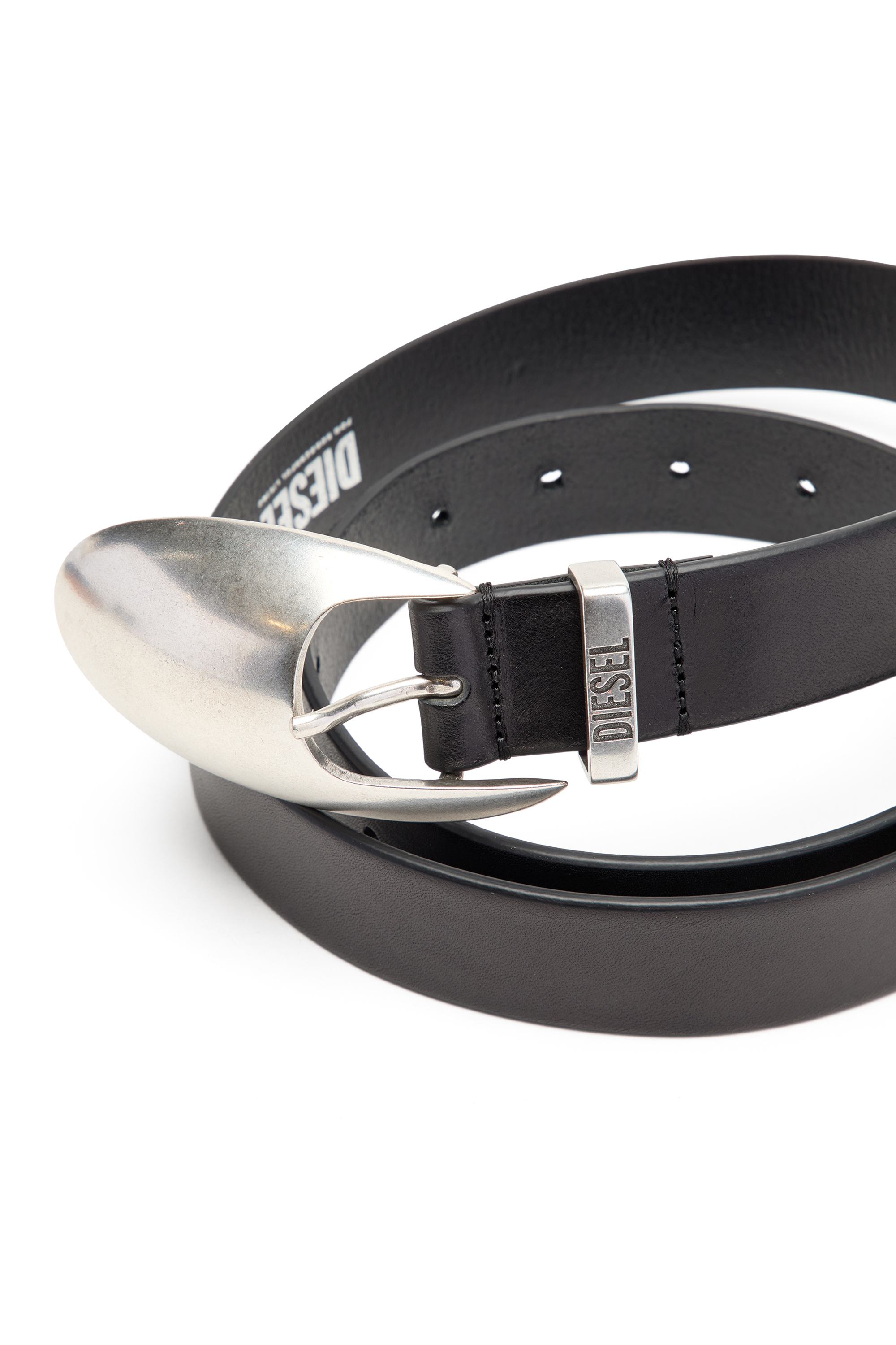 Diesel - B-ROP 30, Male's 3cm leather belt with sculptural buckle in ブラック - 2
