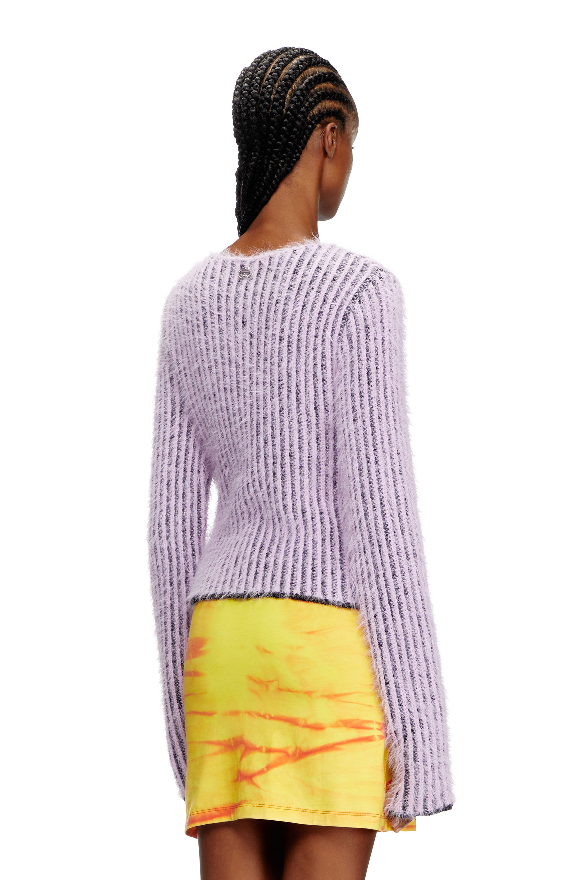Diesel - M-TIGRE, Female's Fuzzy striped wool-blend jumper in ライラック - 4