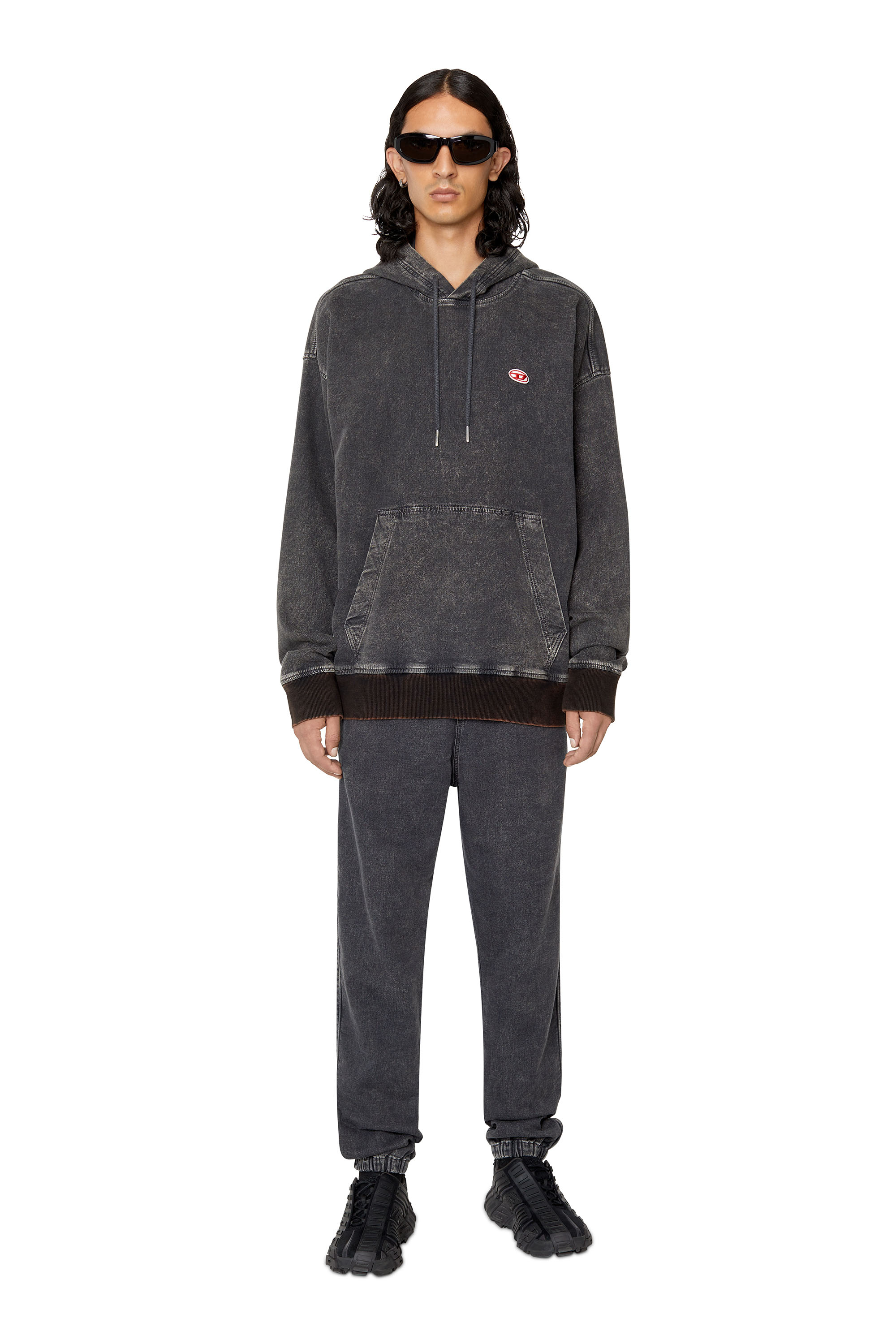 Diesel - D-UM-RIB TRACK DENIM HOODIE, ブラック/ダークグレー - Image 5