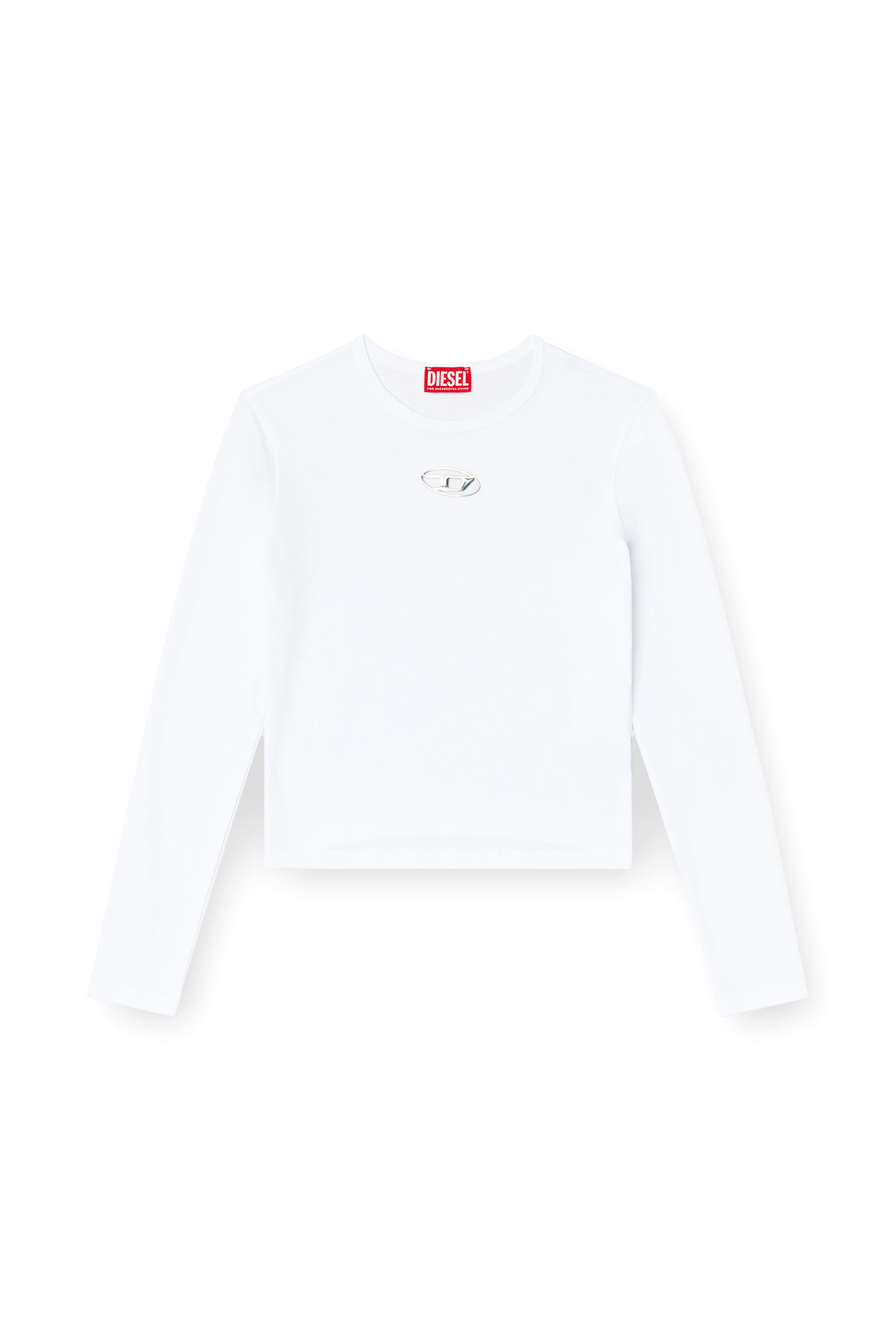 Diesel - T-UNCUTIE-LONG-LS-OD, Female's Long-sleeve top with Oval D cut-out in ホワイト - 3
