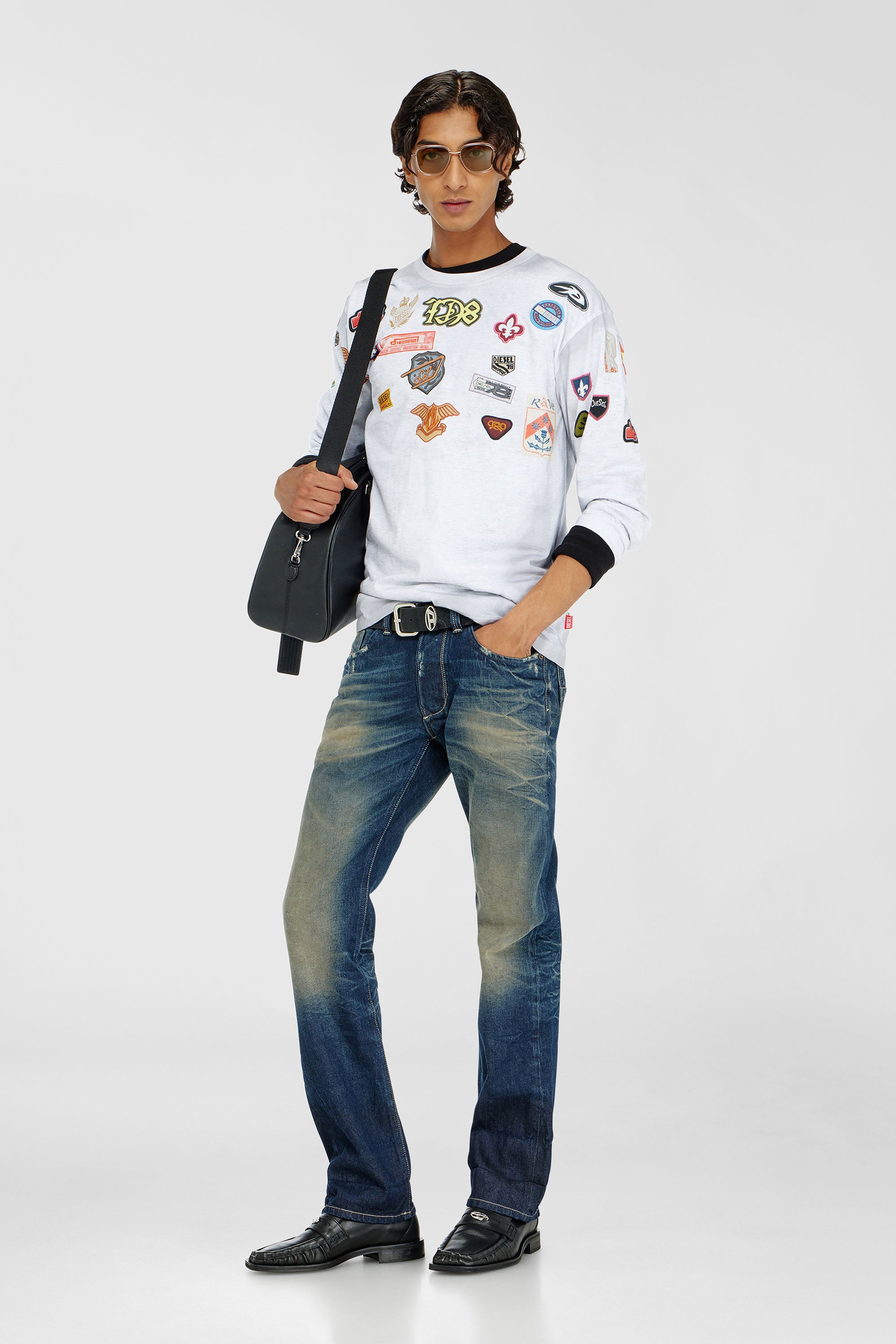 Diesel - T-NORME-LS-PATCHES, Male's 長袖Tシャツ in ホワイト - 2