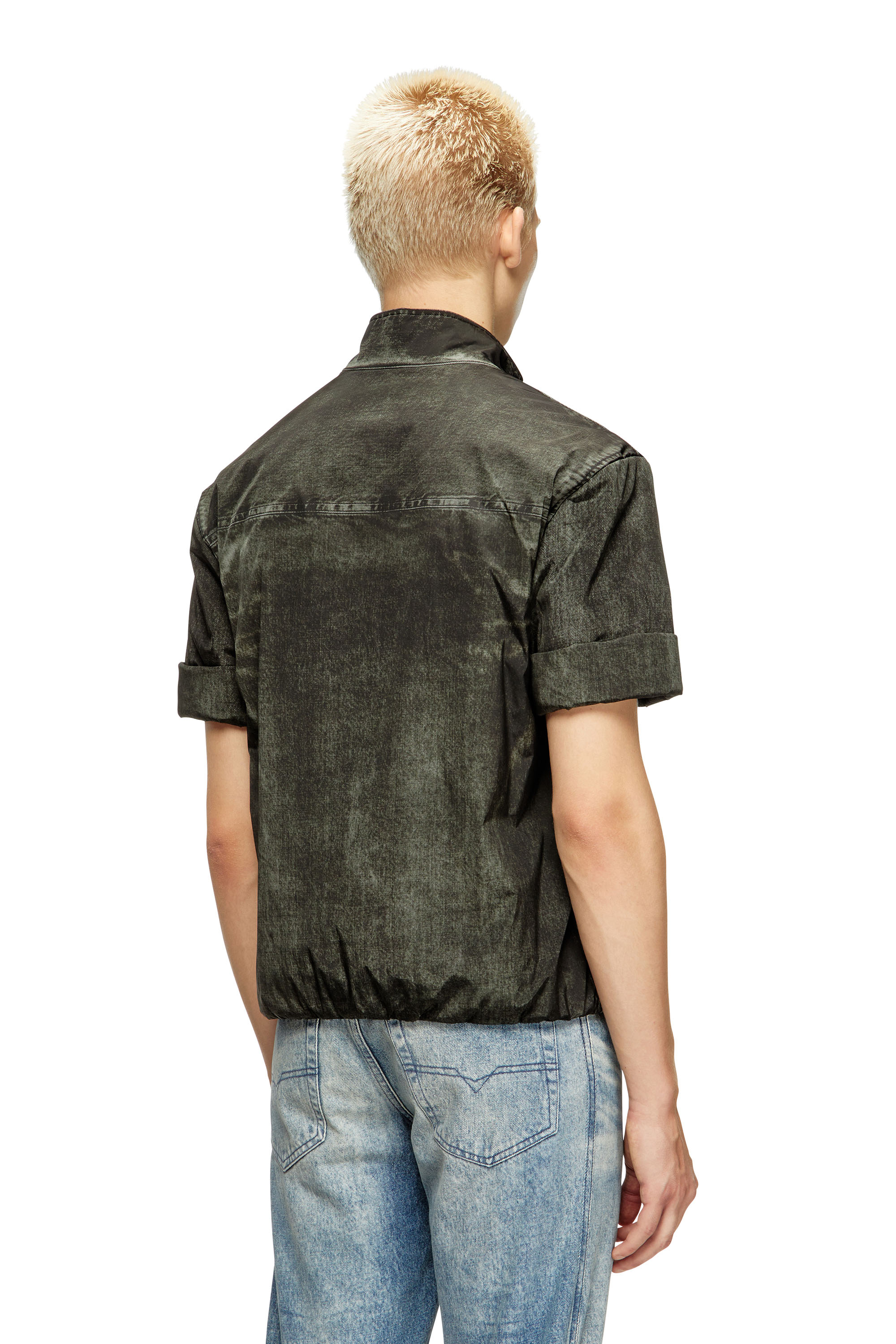 Diesel - J-VALOIS, Male's Short-sleeve jacket in denim-effect nylon in ブラック - 5
