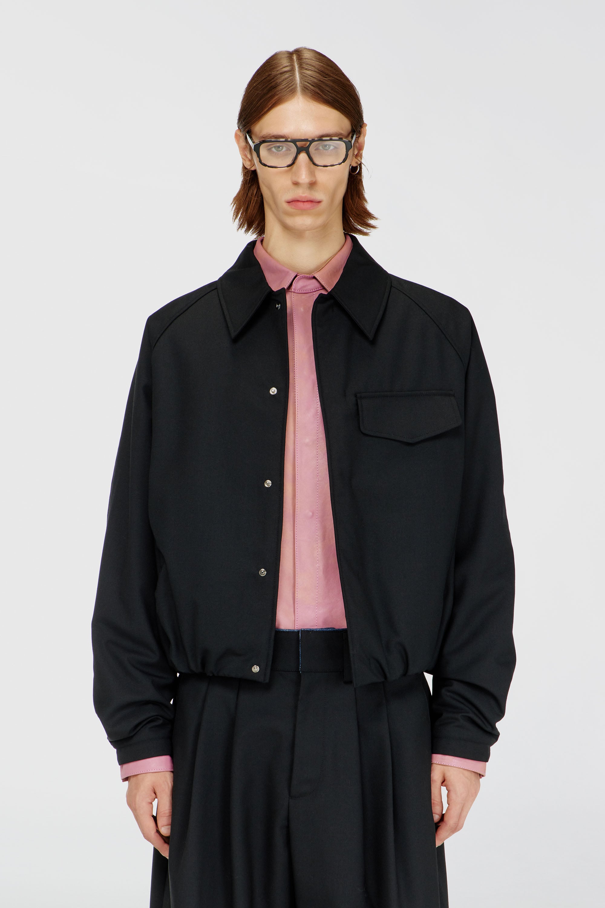 Diesel - J-ATTOR-COOL, Male's Gathered bomber jacket in wool blend in ブラック - 1