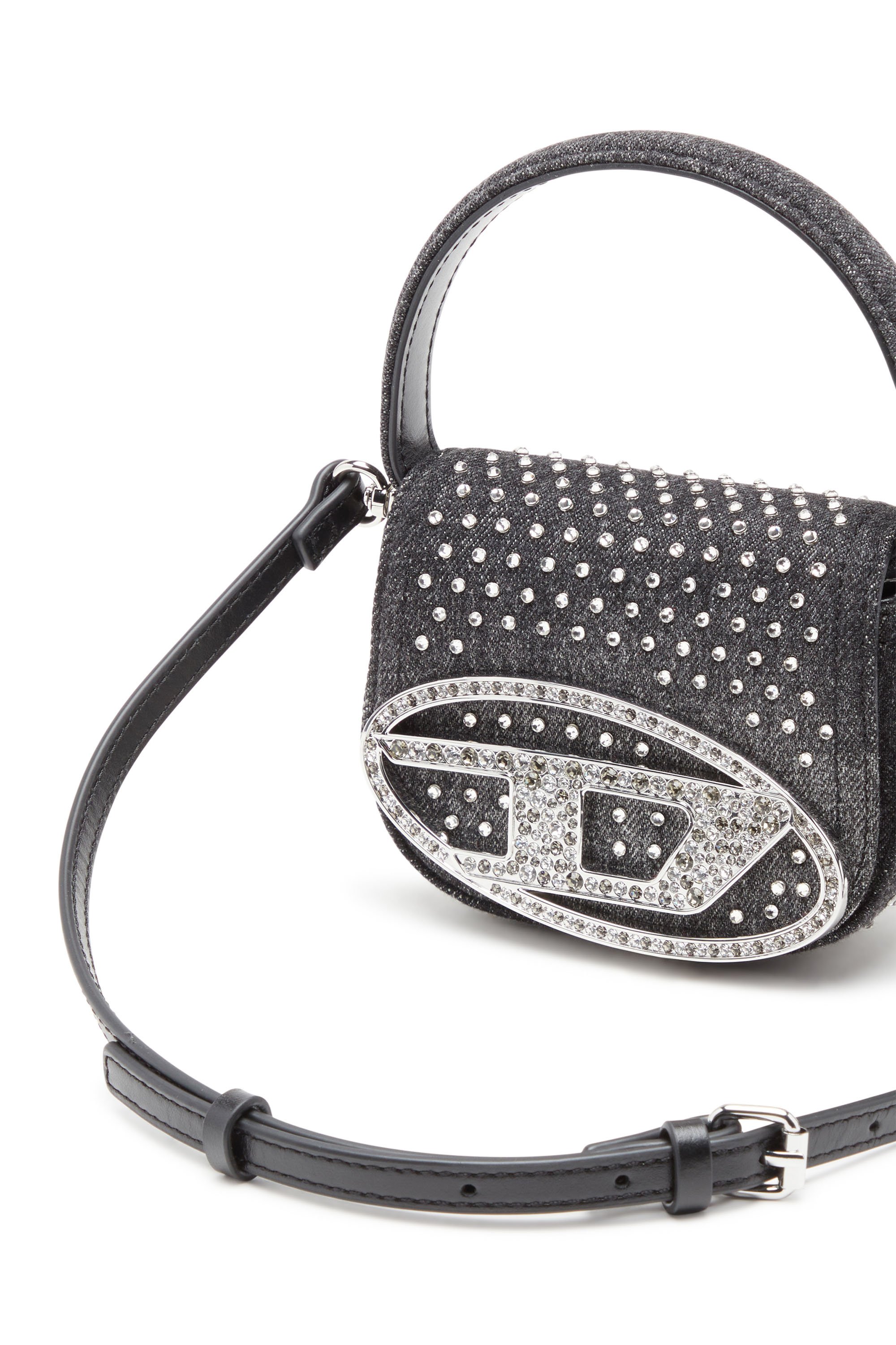 Diesel - 1DR XS, Female's 1DR Xs-Iconic mini bag in denim and crystals in ブラック - 5