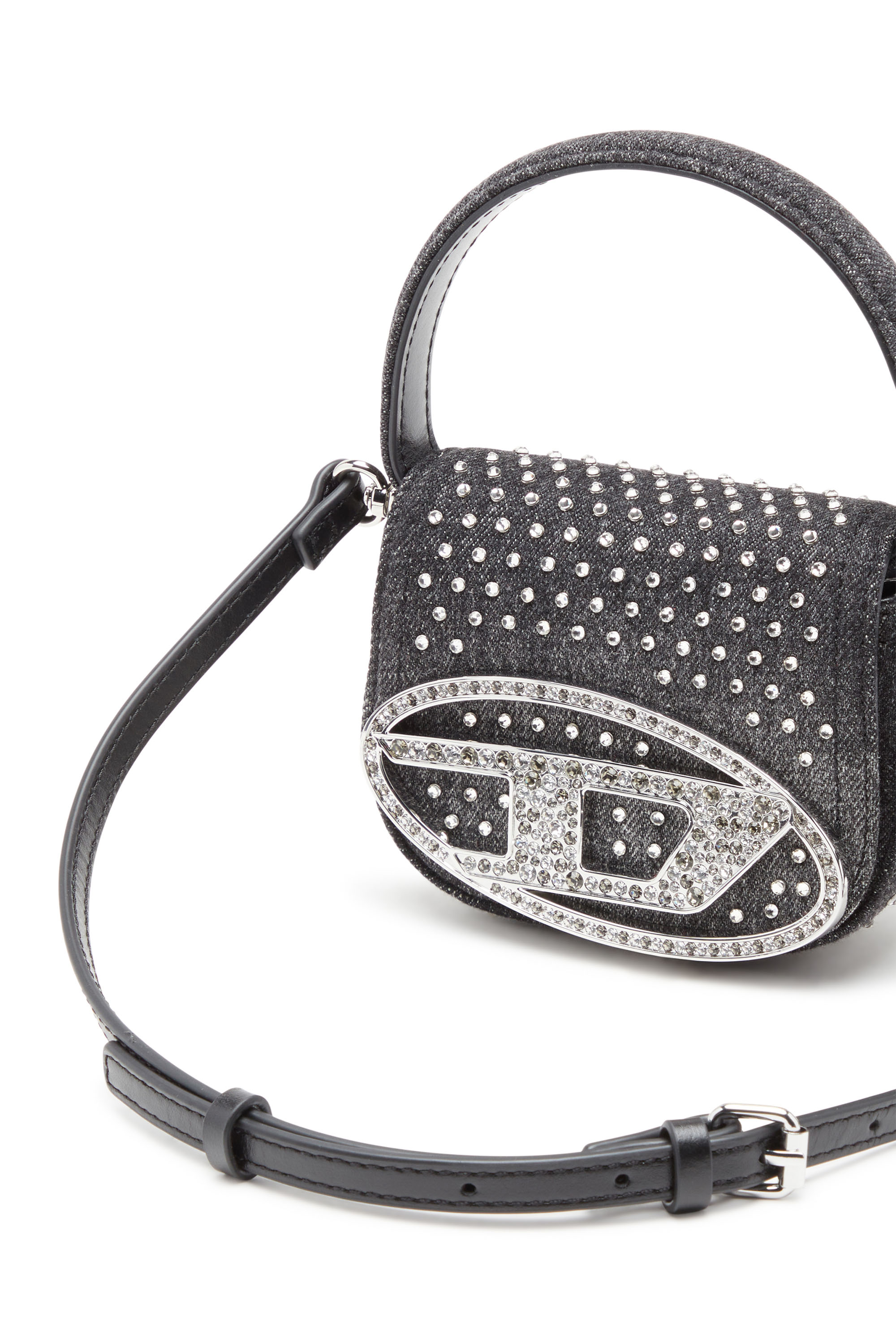 Diesel - 1DR XS, Female's 1DR Xs-Iconic mini bag in denim and crystals in ブラック - 6
