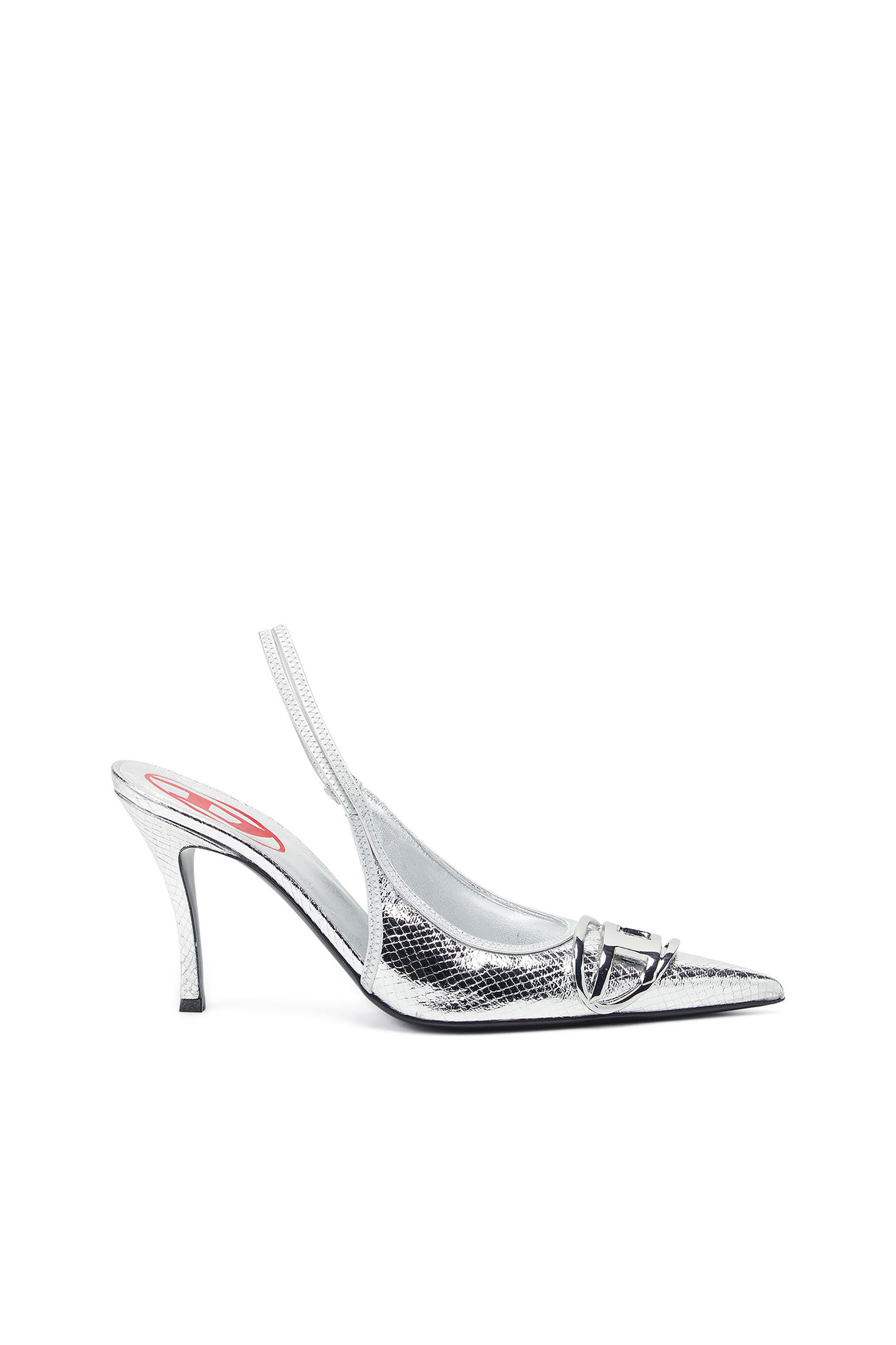 Diesel - D-VENUS SB, Female's D-Venus-Patent snake-effect slingback pumps in シルバー - 1