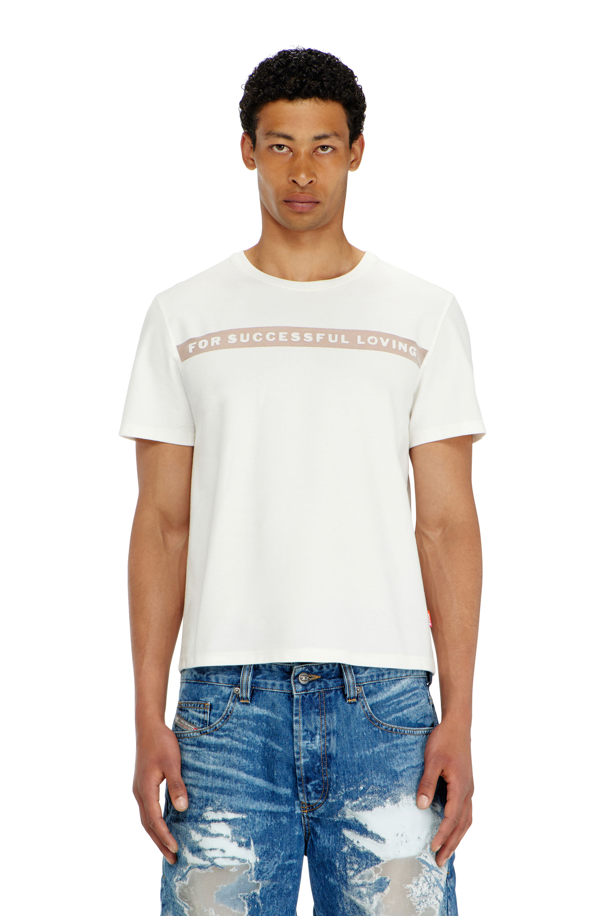 Diesel - PR-T-NOTS-CHI-R, Unisex's T-shirt with For Successful Loving logo in ホワイト - 3