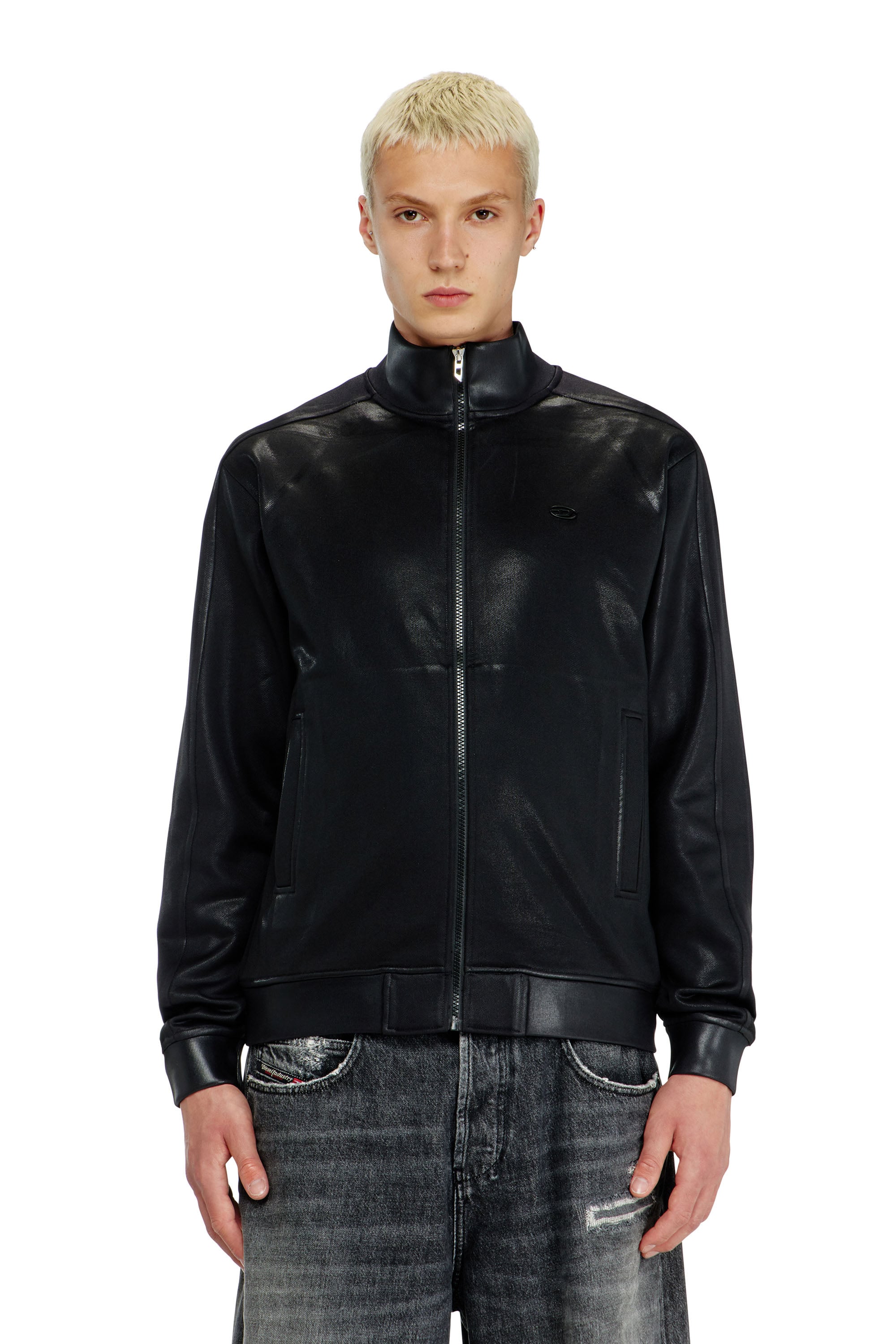 Diesel - S-GLOSSY, Male's ジップアップスウェット in ブラック - 1