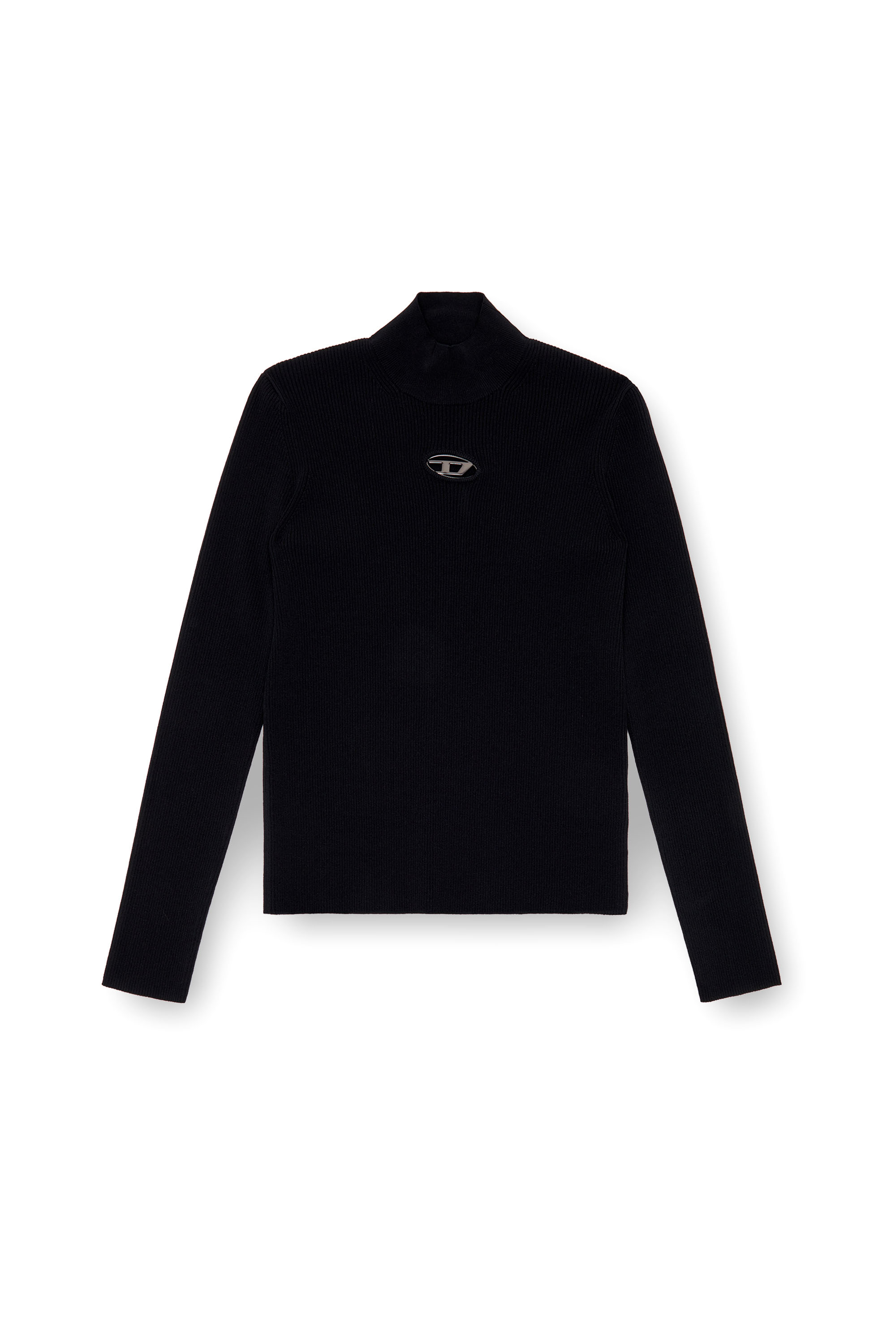 Diesel - K-ZACKARY, Male's Mock-neck jumper with Oval D in ブラック - 3