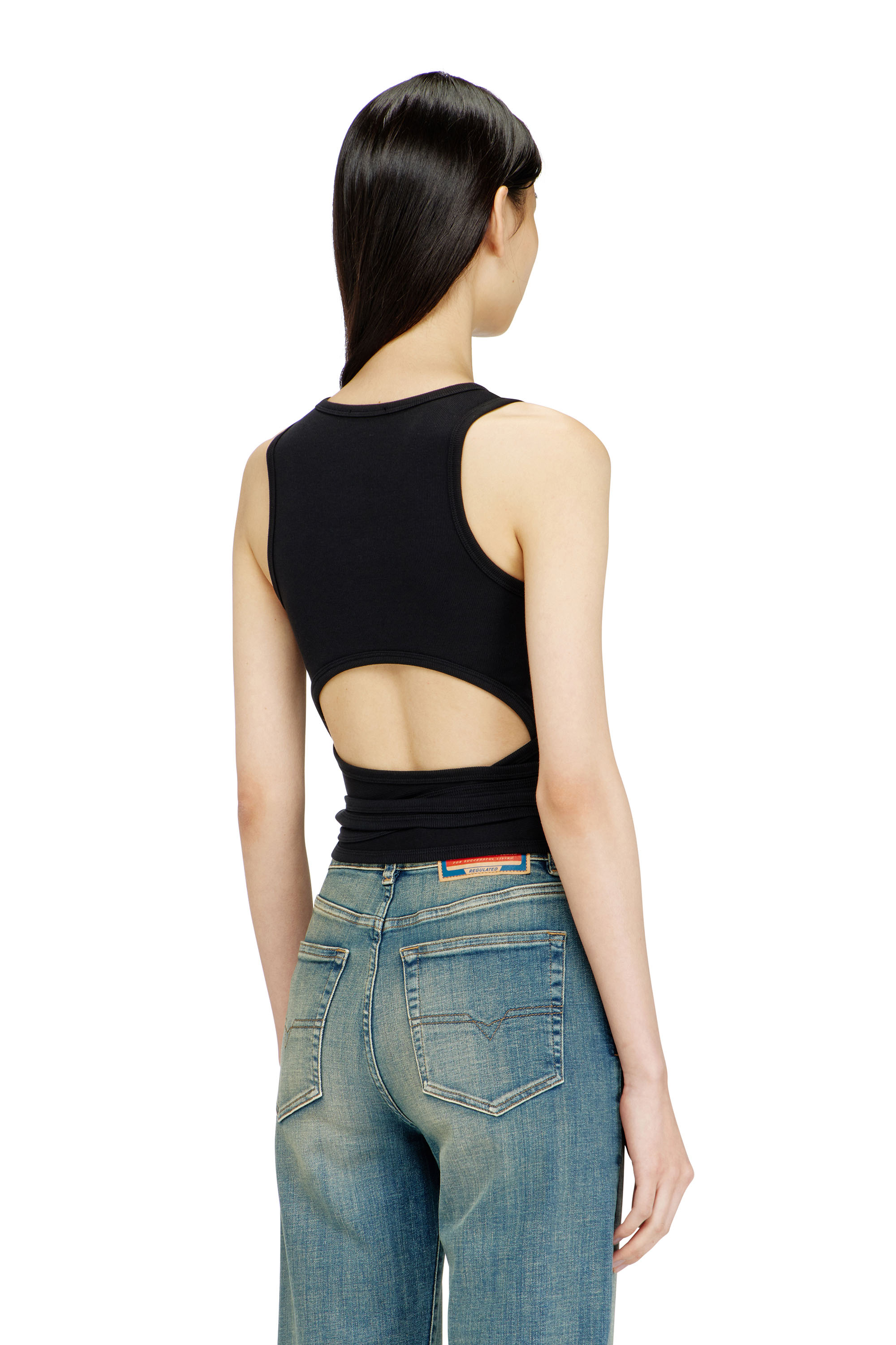 Diesel - T-ANKY-TAIL-S1, Female's Crop top with wrap-around design in ブラック - 4