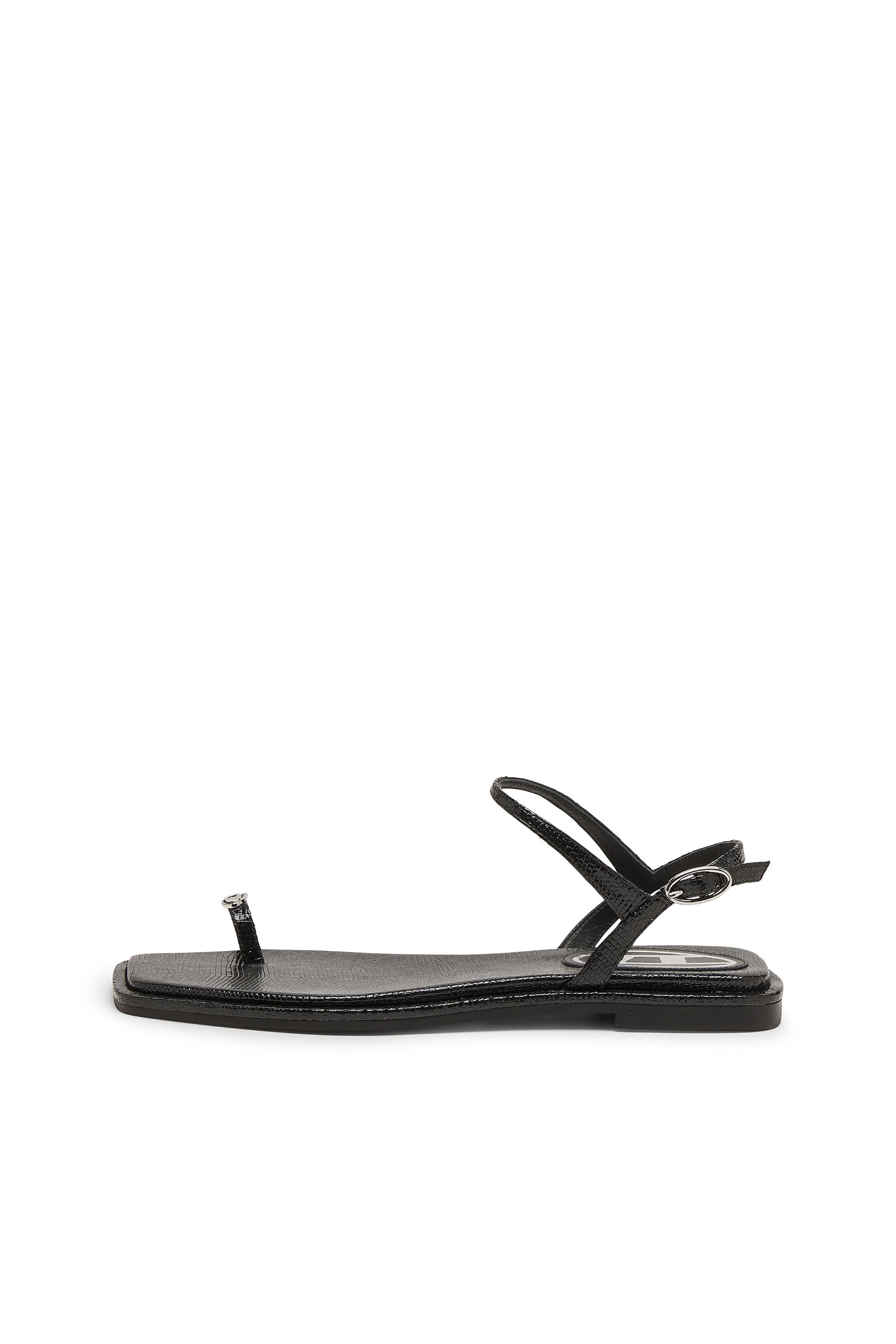 Diesel - D-AMBER INFRA 0, Female's D-AMBER - Sandal in leather with metallic logo in ブラック - 2
