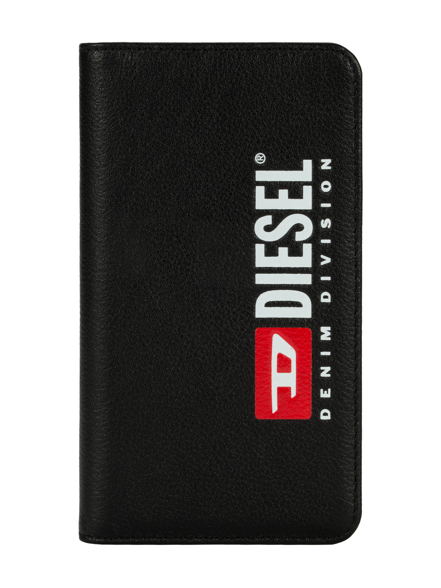 Diesel - DIESEL 2-IN-1 FOLIO CASE FOR IPHONE XS & IPHONE X, Unisex's Black leather printed and debossed logo case, iPhone XS & X in ブラック - 1