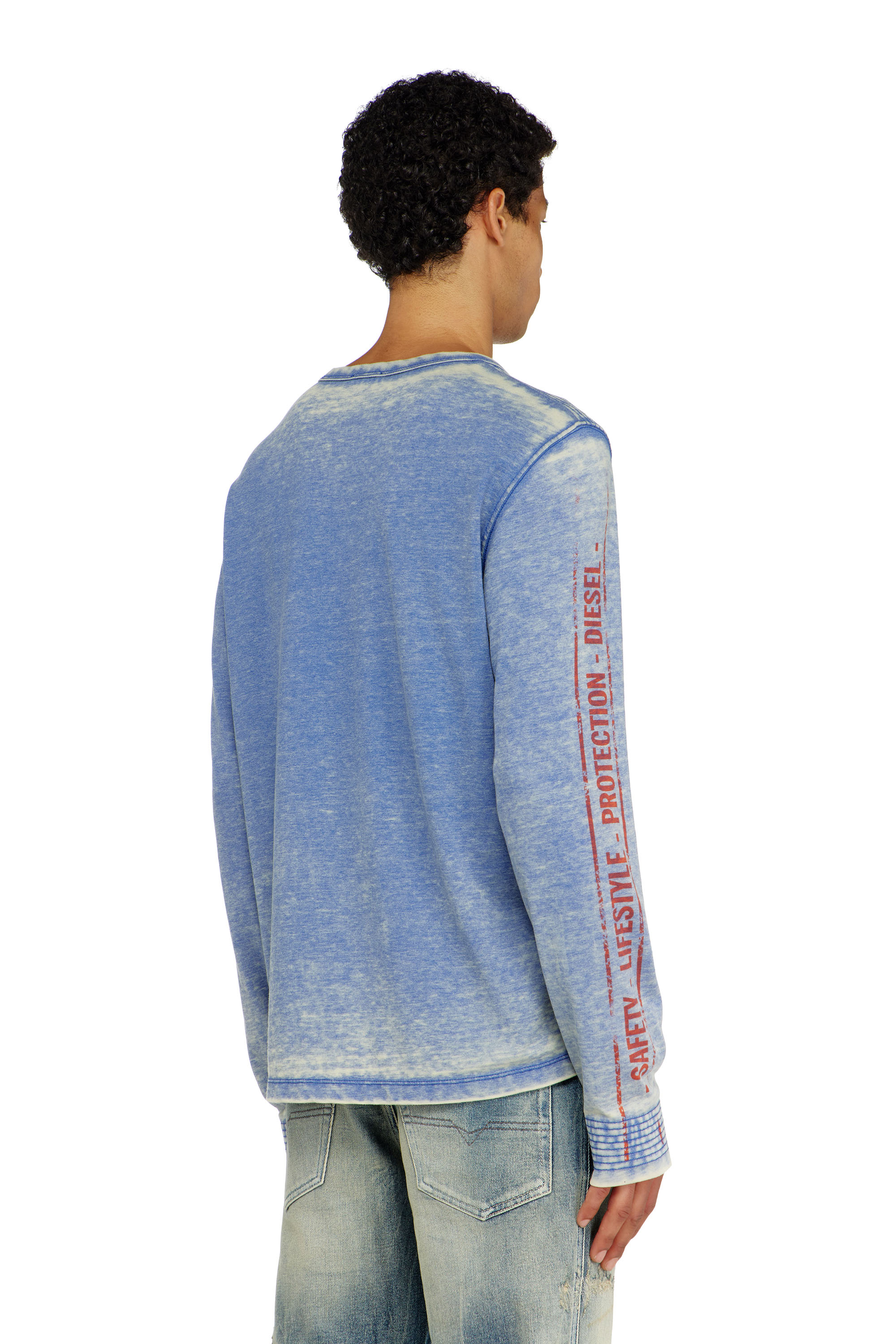 Diesel - T-DOMY-LS, Male's 長袖Tシャツ in ミディアムブルー - 4