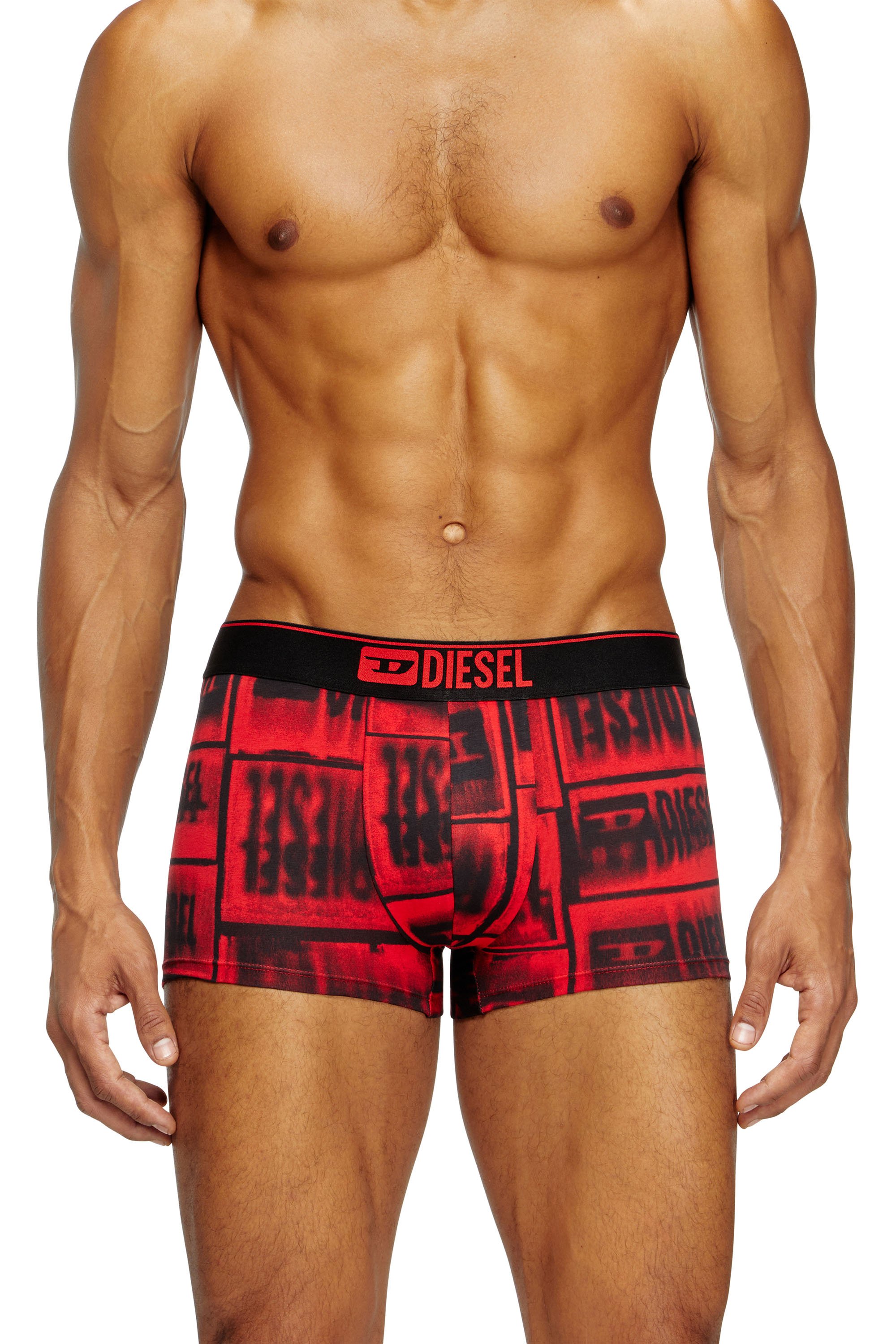 Diesel - DAMIEN-D-BOX, Male's Boxer briefs with faded logo print in レッド - 2