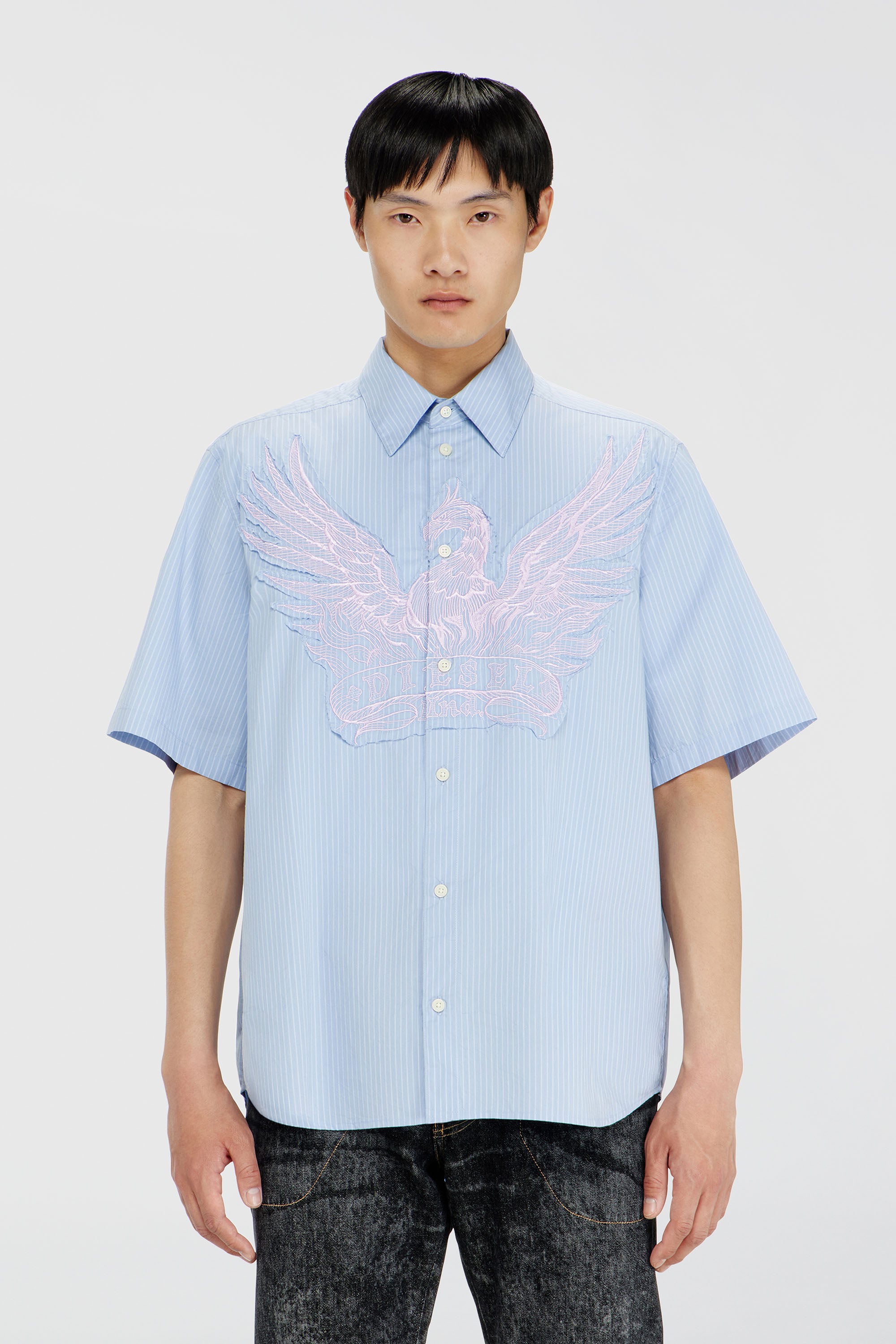Diesel - S-SIMPLY-SS-AGCZ, Male's 半袖シャツ in ライトブルー - 1