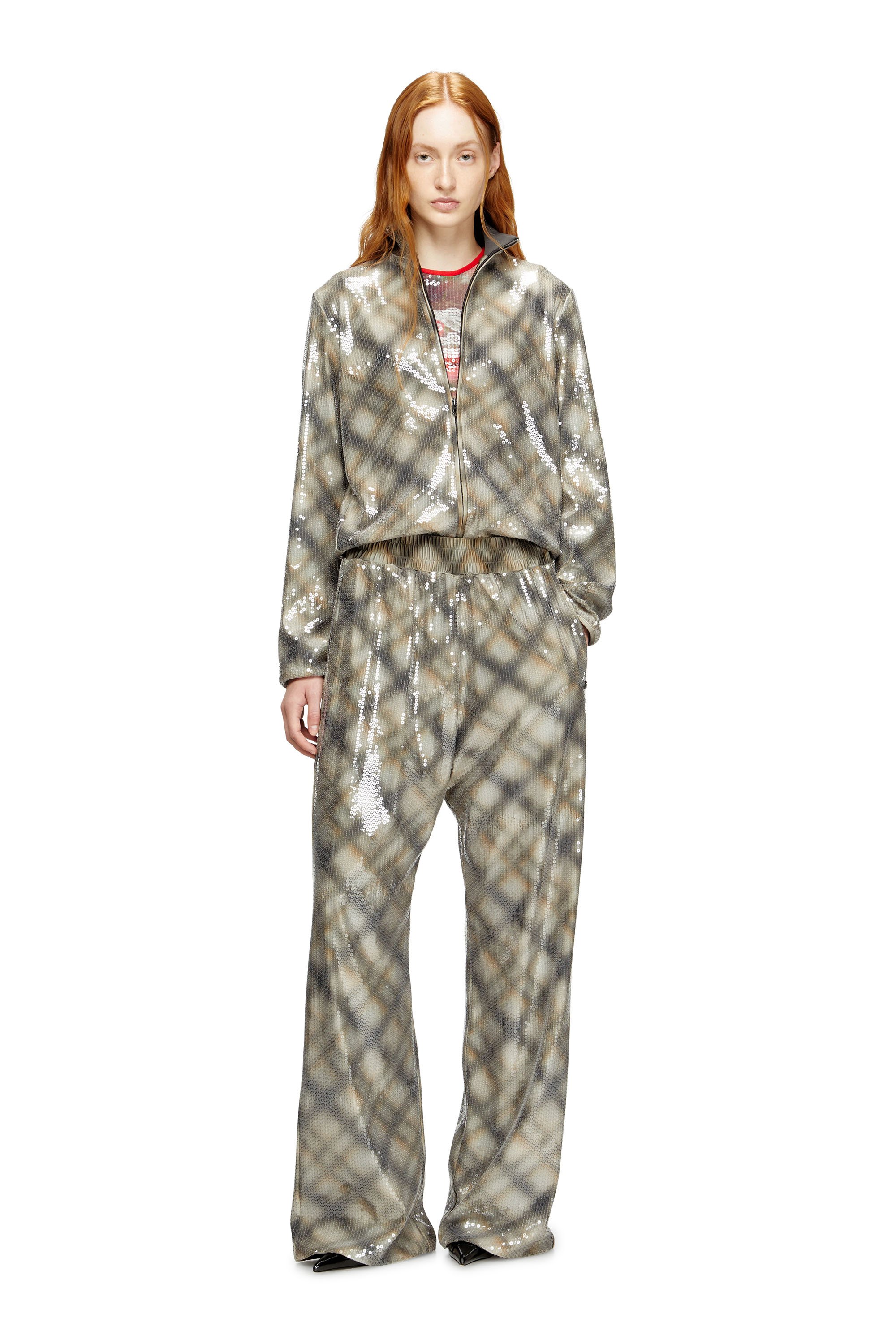 Diesel - F-EREQUINS, Female's ジップアップスウェット in ベージュ/グレー - 2